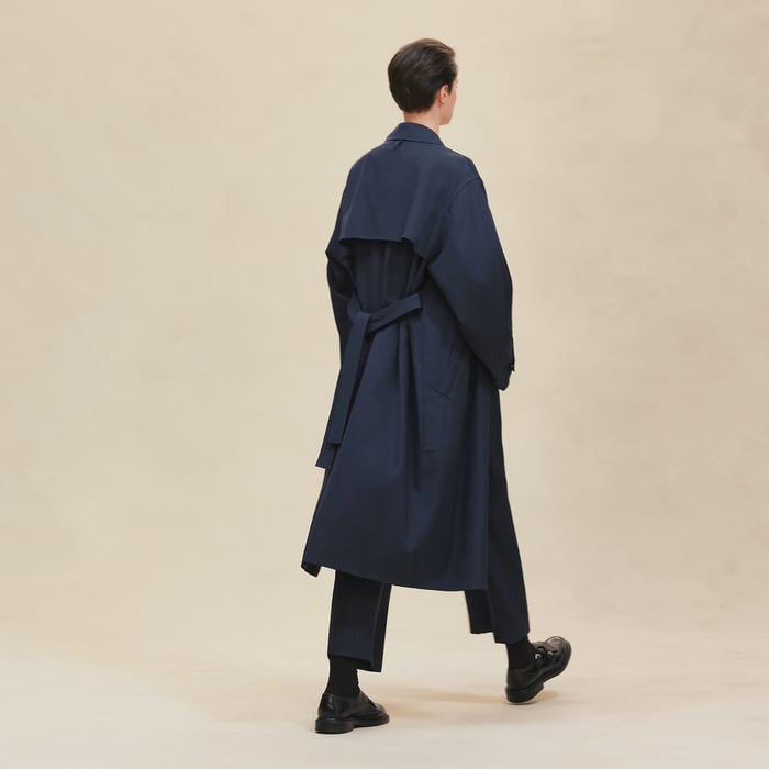 Bleu Encre Fluid Trench Coat