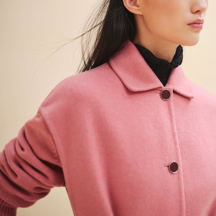 Rose Incarnat Belted Cashmere Long Vest