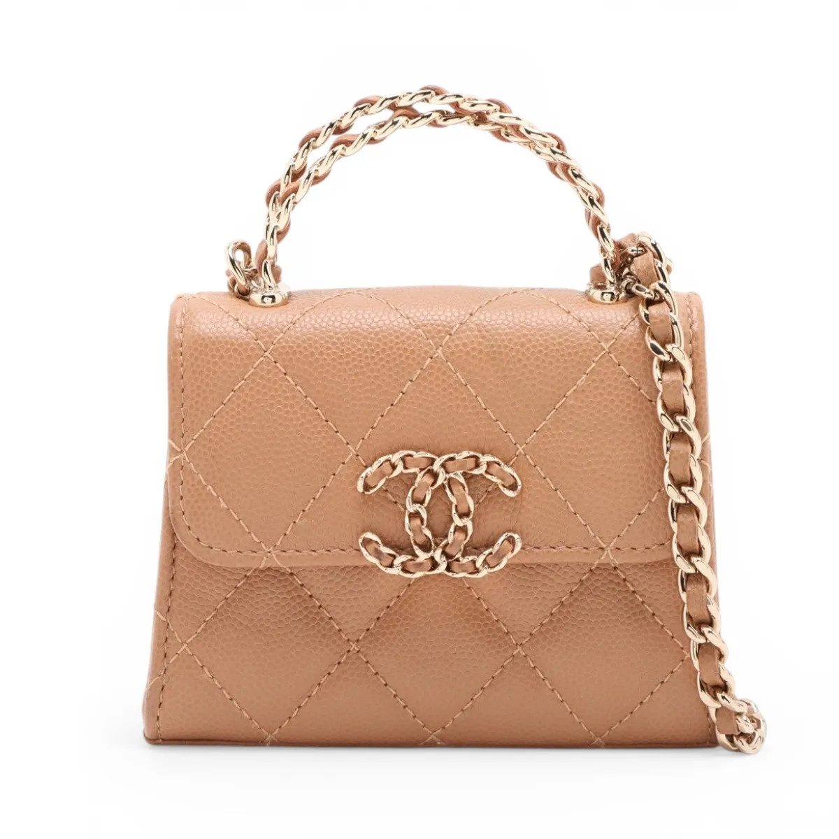 Chanel Matelasse Caviar Skin 2 Way Shoulder Bag Beige Gold Metal Fittings random