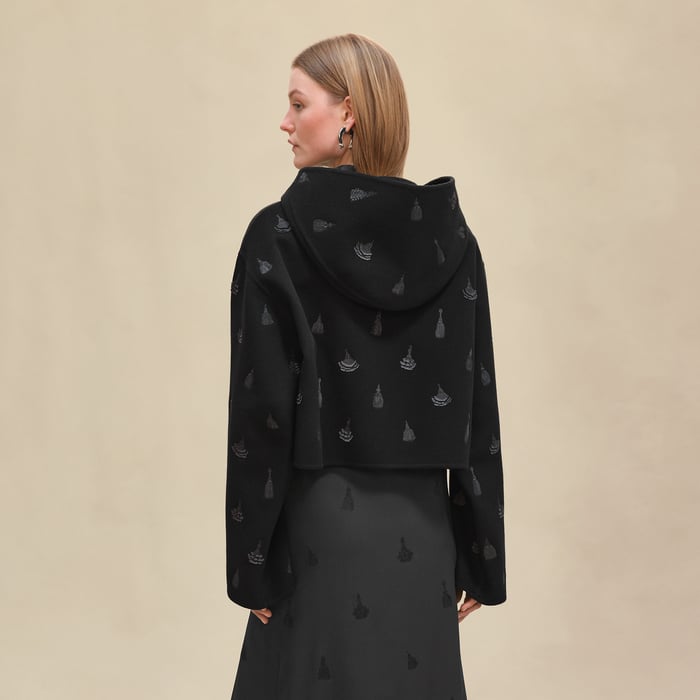 Noir Hooded Embroidered Jacket