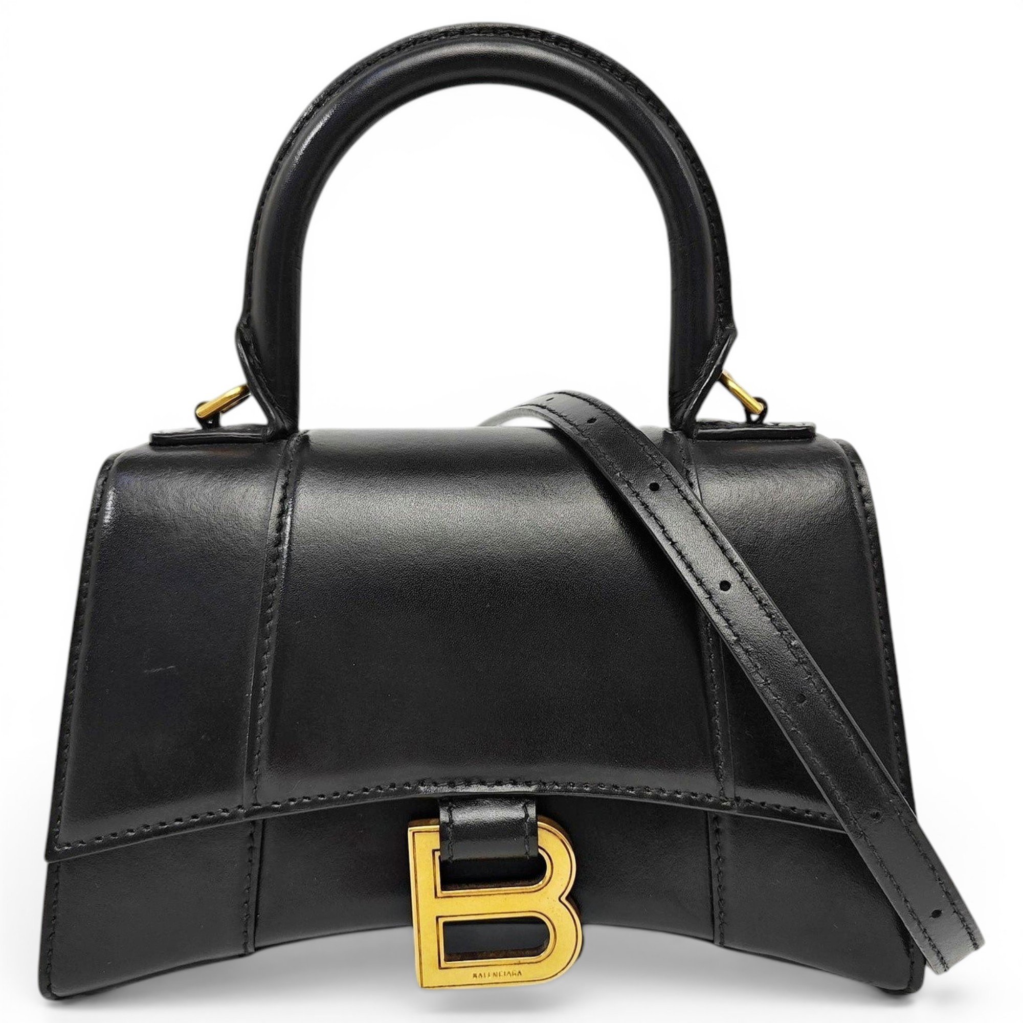 Hourglass leather handbag