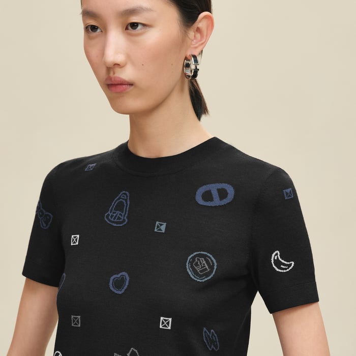 Noir "Candy Libris" Short-sleeve Sweater