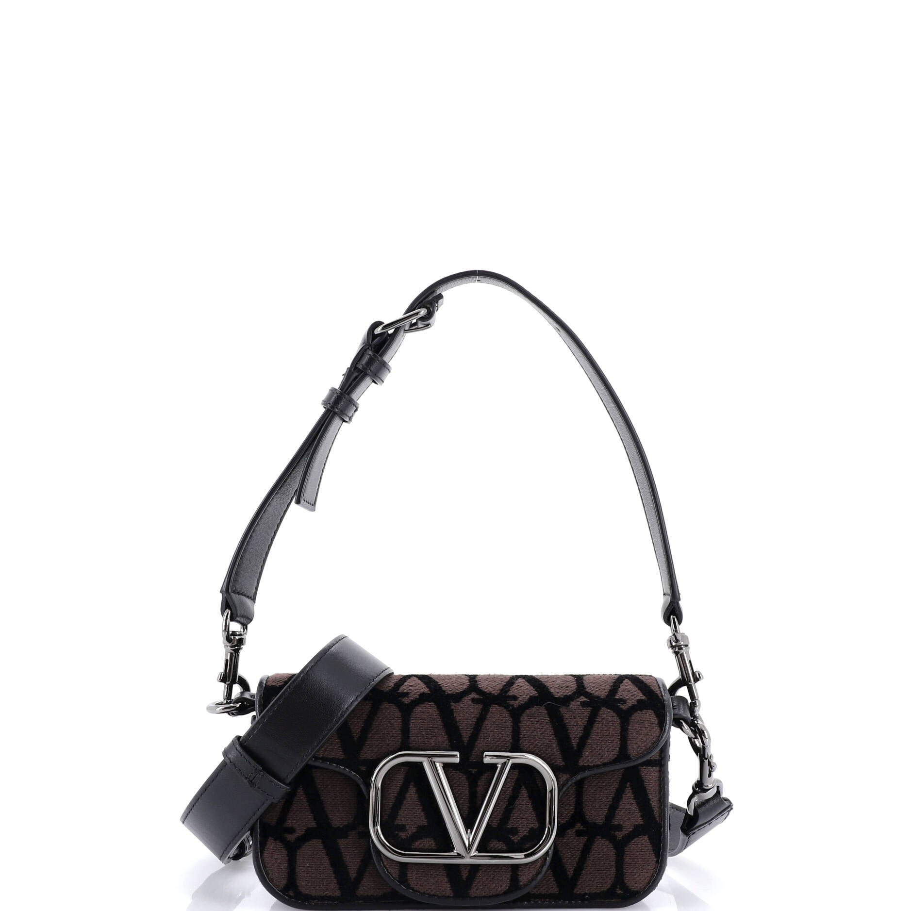 Valentino Garavani VLogo Loco Flap Shoulder Bag Toile Iconograph Fabric Small
