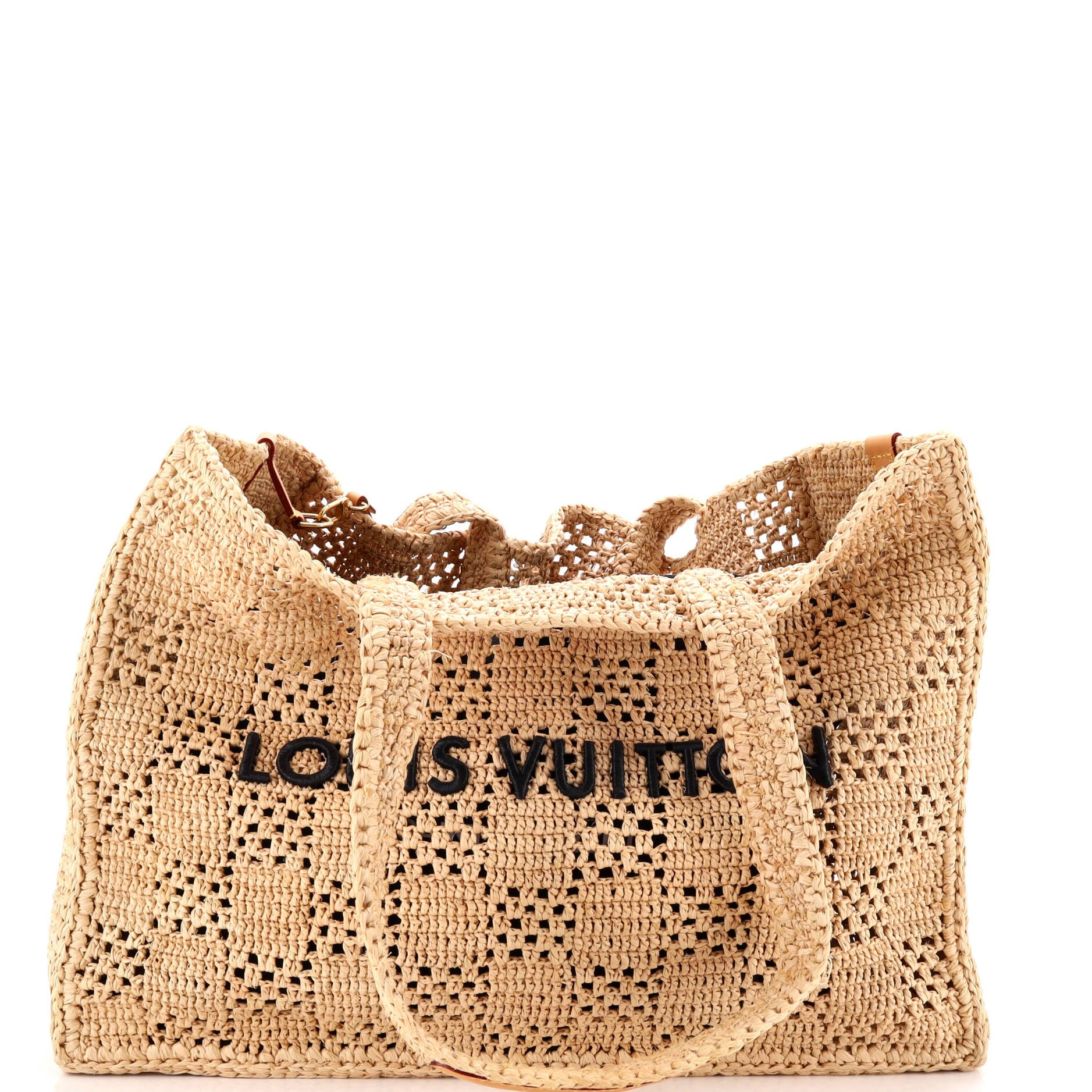 Summer Shopper Tote Embroidered Raffia MM