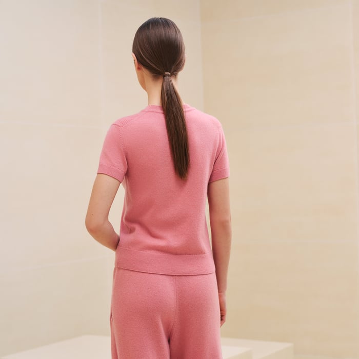 Rose Incarnat Cashmere Short-sleeve Sweater