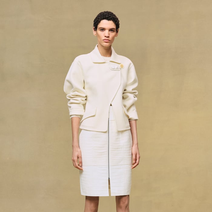 Blanc Naturel Veste Fermeture Bijoux