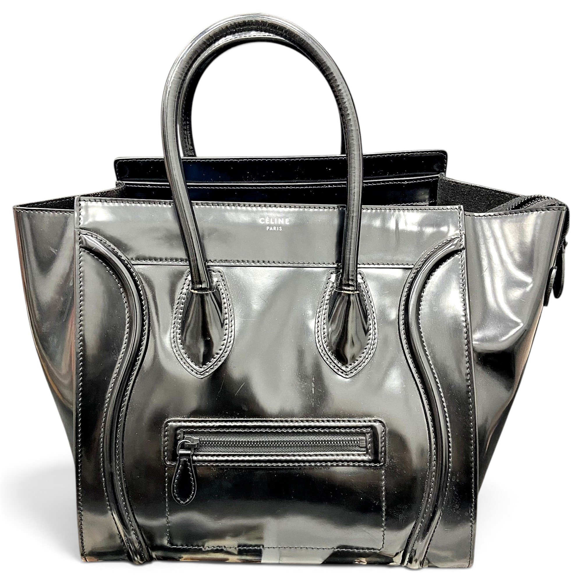 Luggage patent leather handbag