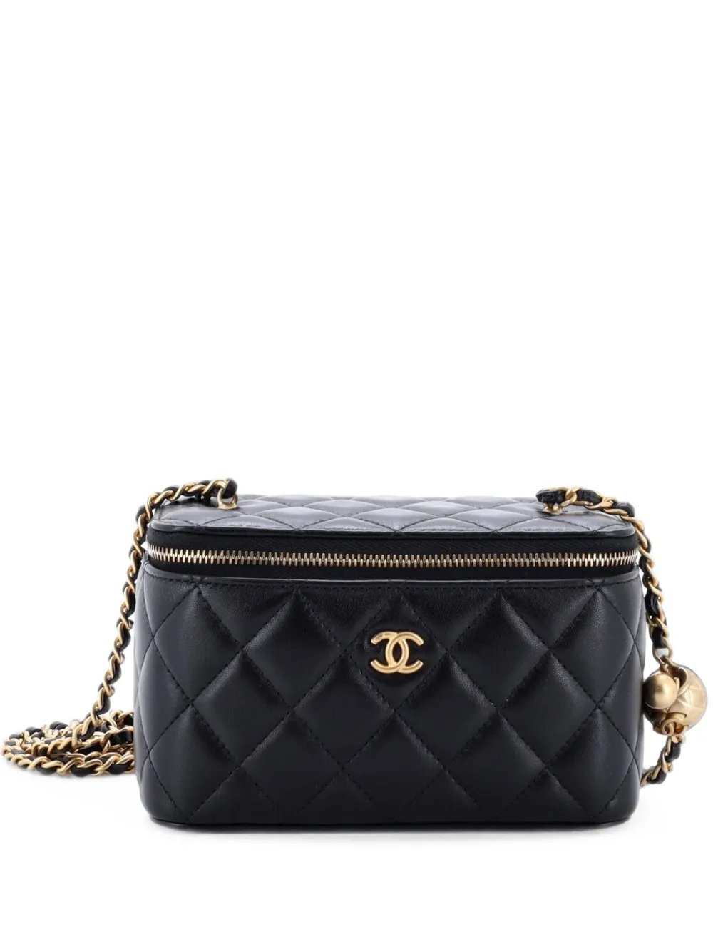 Pearl Crush Vanity Case with Chain Quilted Lambskin Small clutch bag