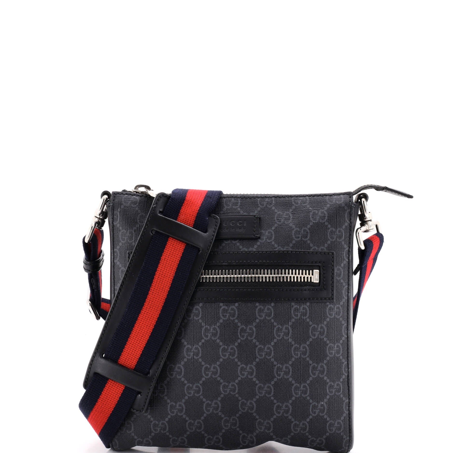 Web Strap Front Zip Messenger Bag GG Coated Canvas Small