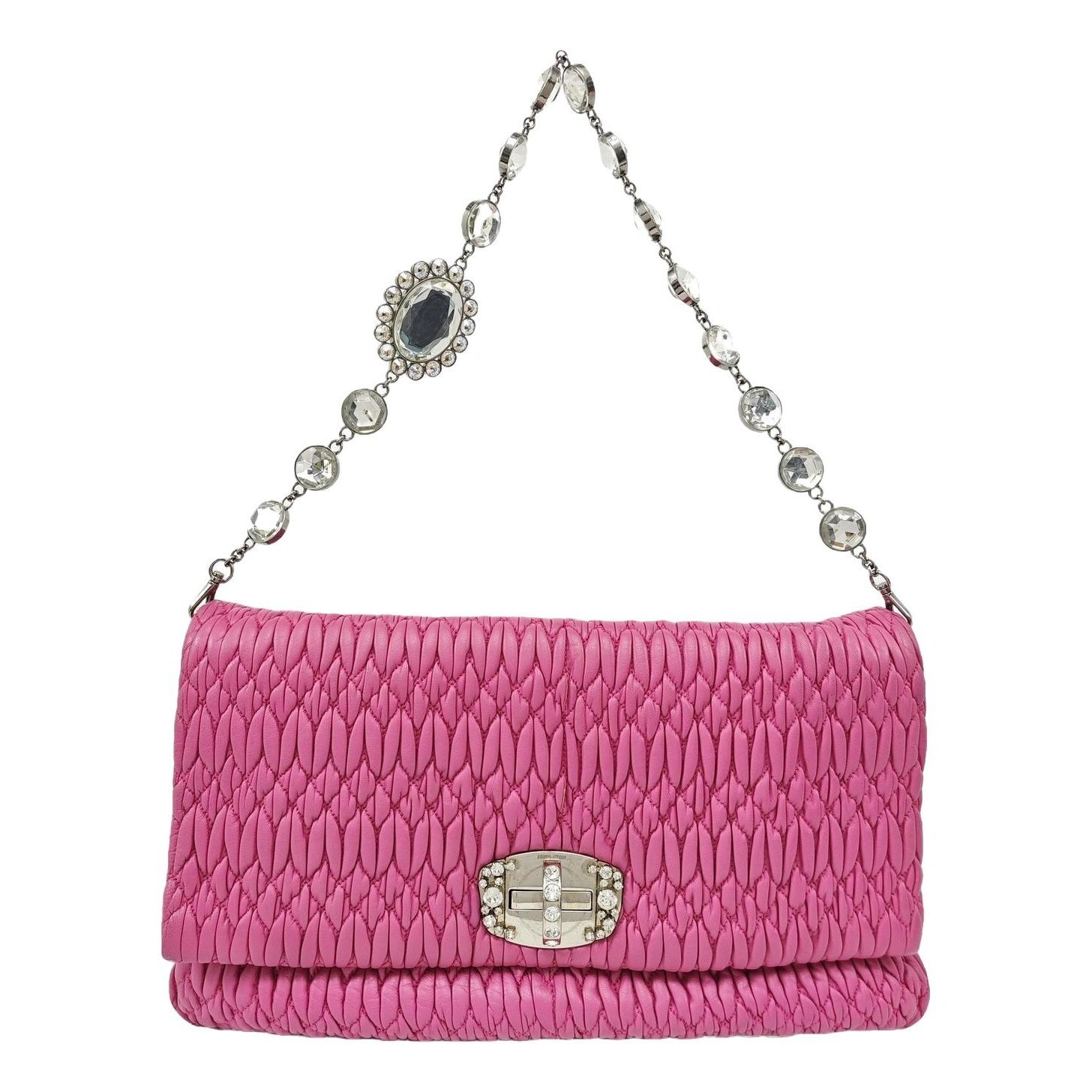 Miu Crystal leather handbag