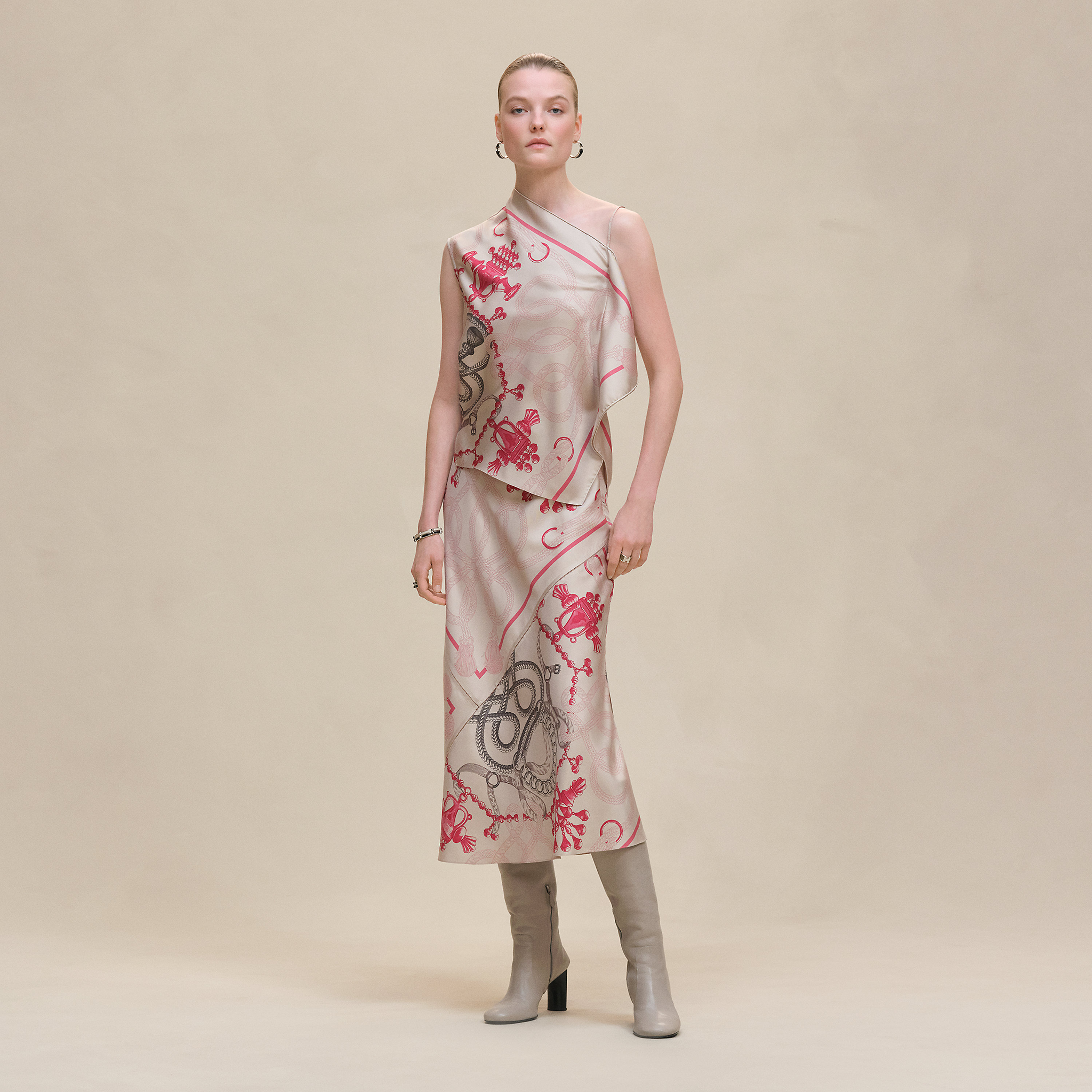 "Palefroi Remix" flowy slanted skirt