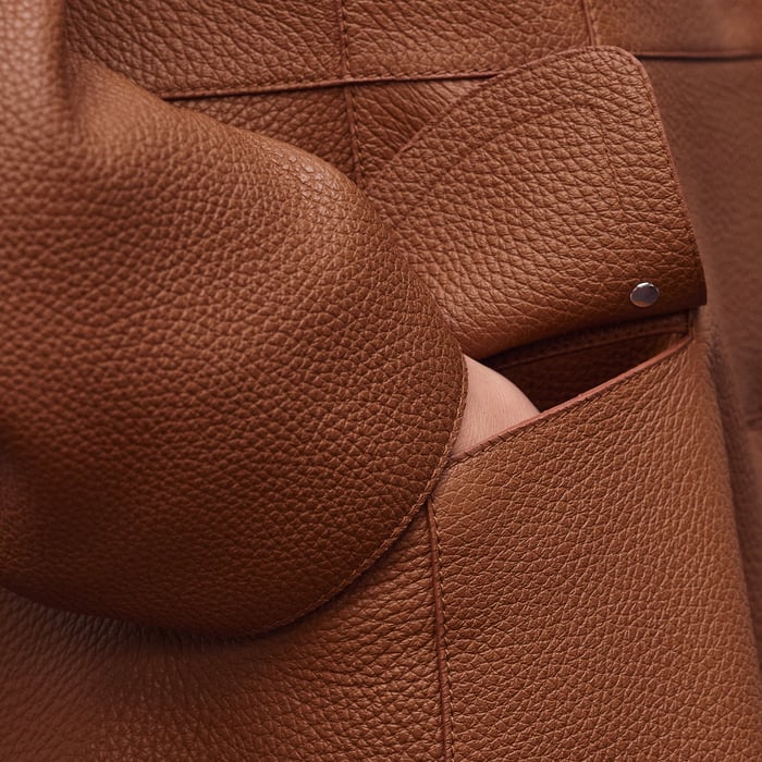 Marron Fauve Equestrian Leather Coat