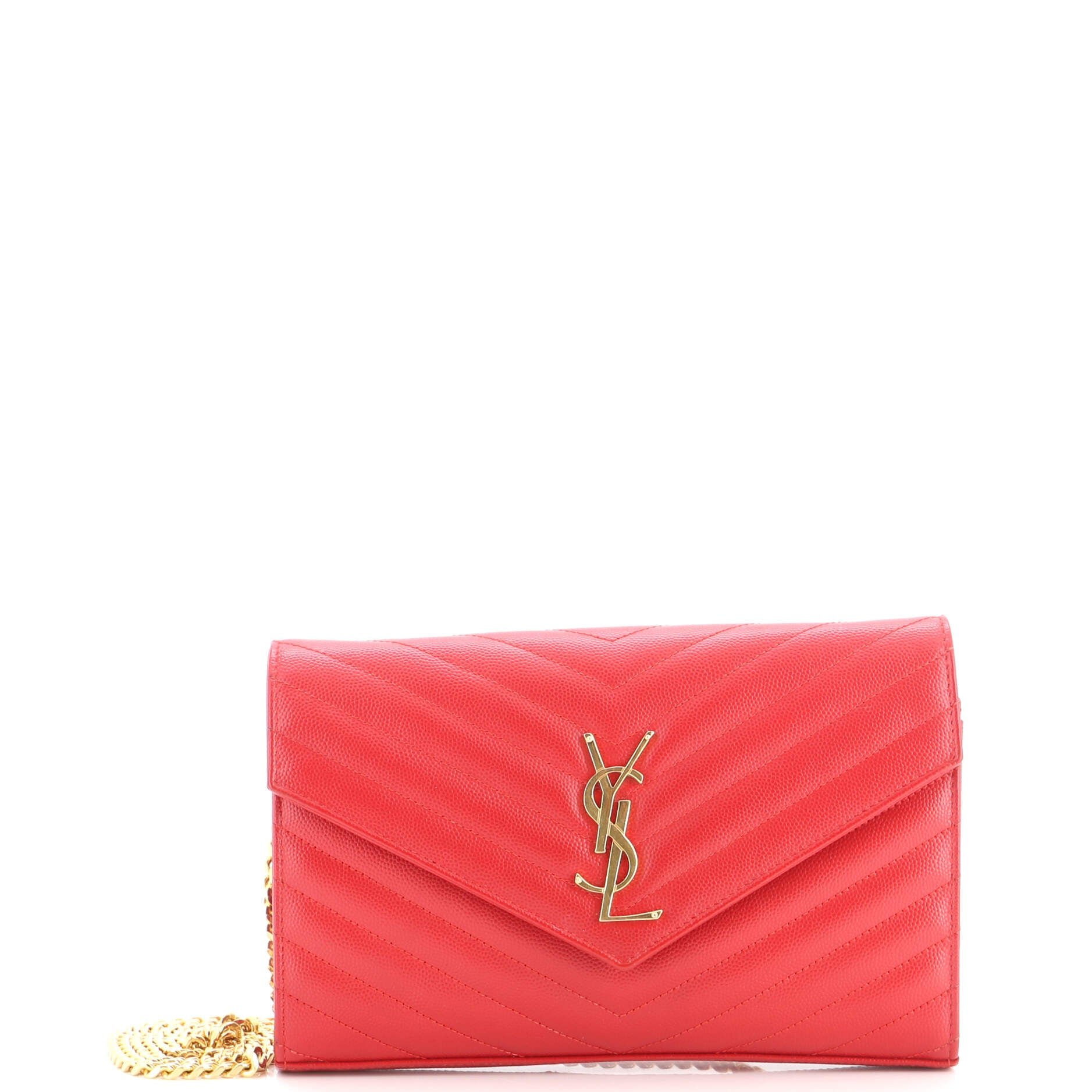 Classic Monogram Wallet on Chain Matelasse Chevron Leather Medium
