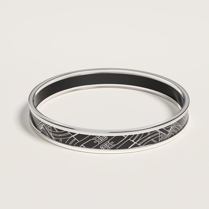 C8_orfevre Blanc Platine Noir Mors a Jouets Bangle