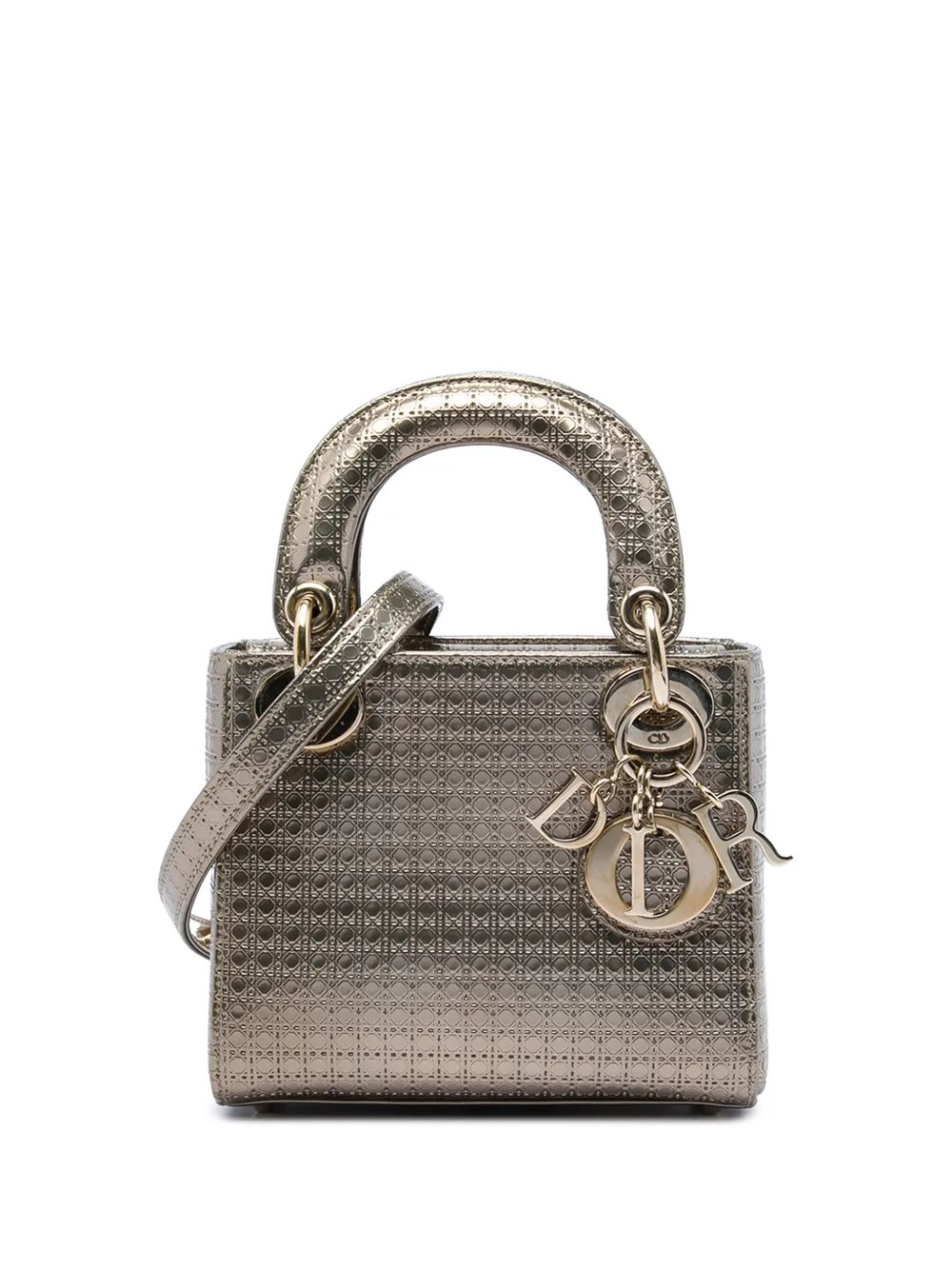 2015 Mini Metallic Patent Microcannage Lady Dior satchel