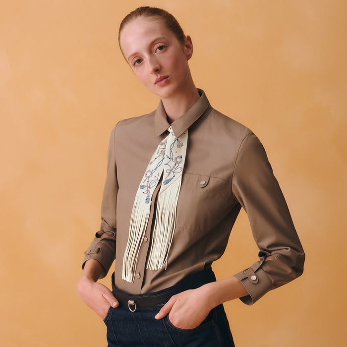 Les Cles a Pois Leather Fringes Twilly
