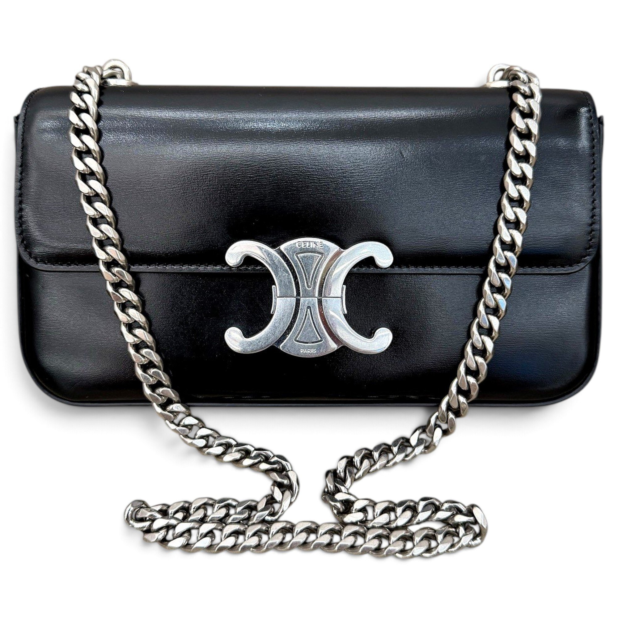 Triomphe chain leather handbag