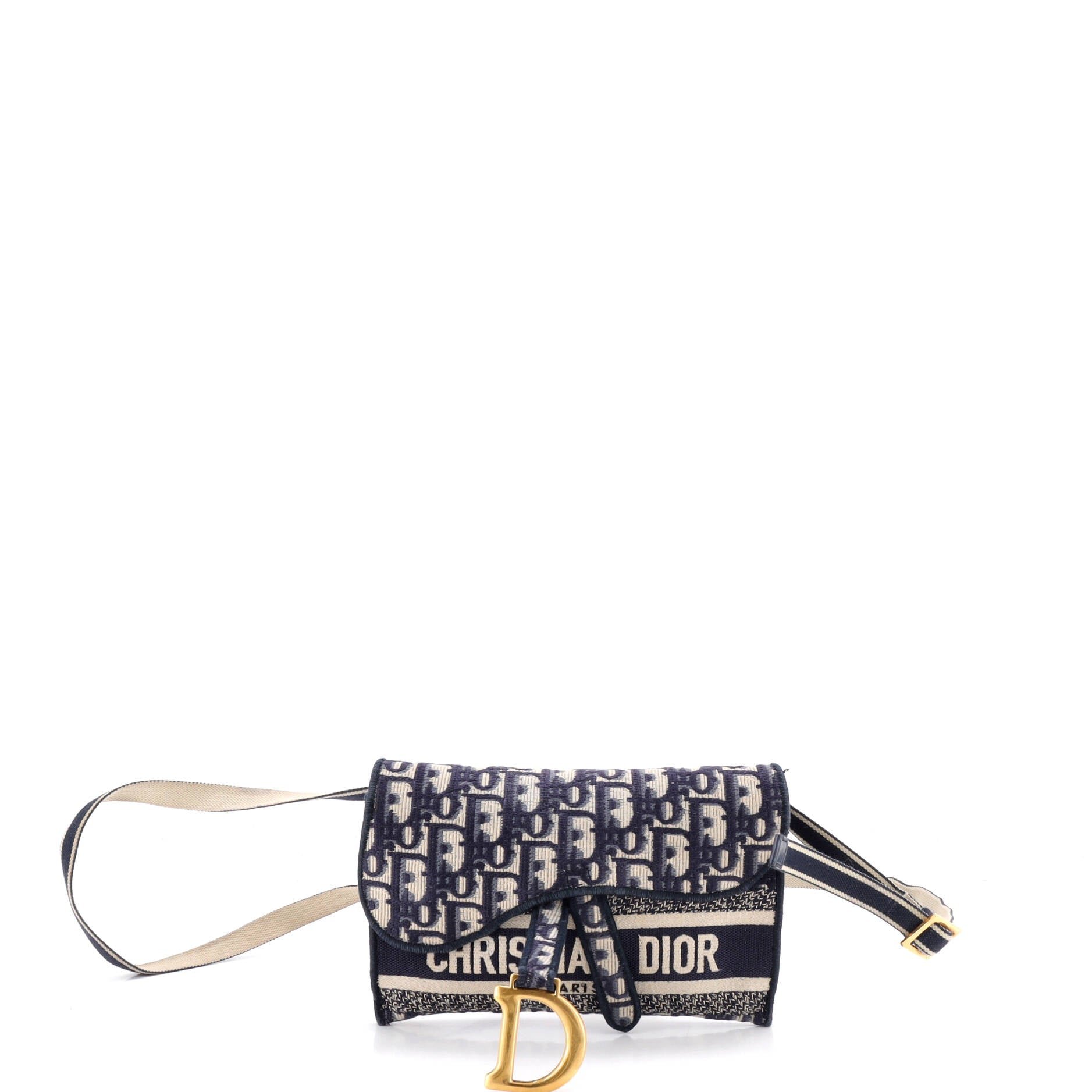 Saddle Slim Belt Pouch Logo Embroidered Oblique Canvas