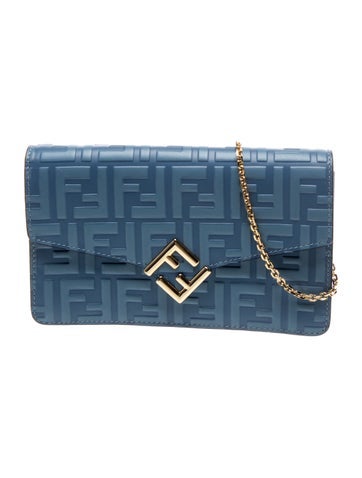 Leather FF Diamond Wallet on Chain