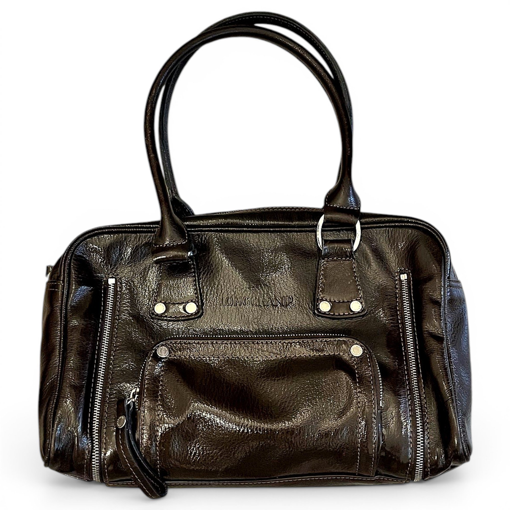 Patent leather handbag