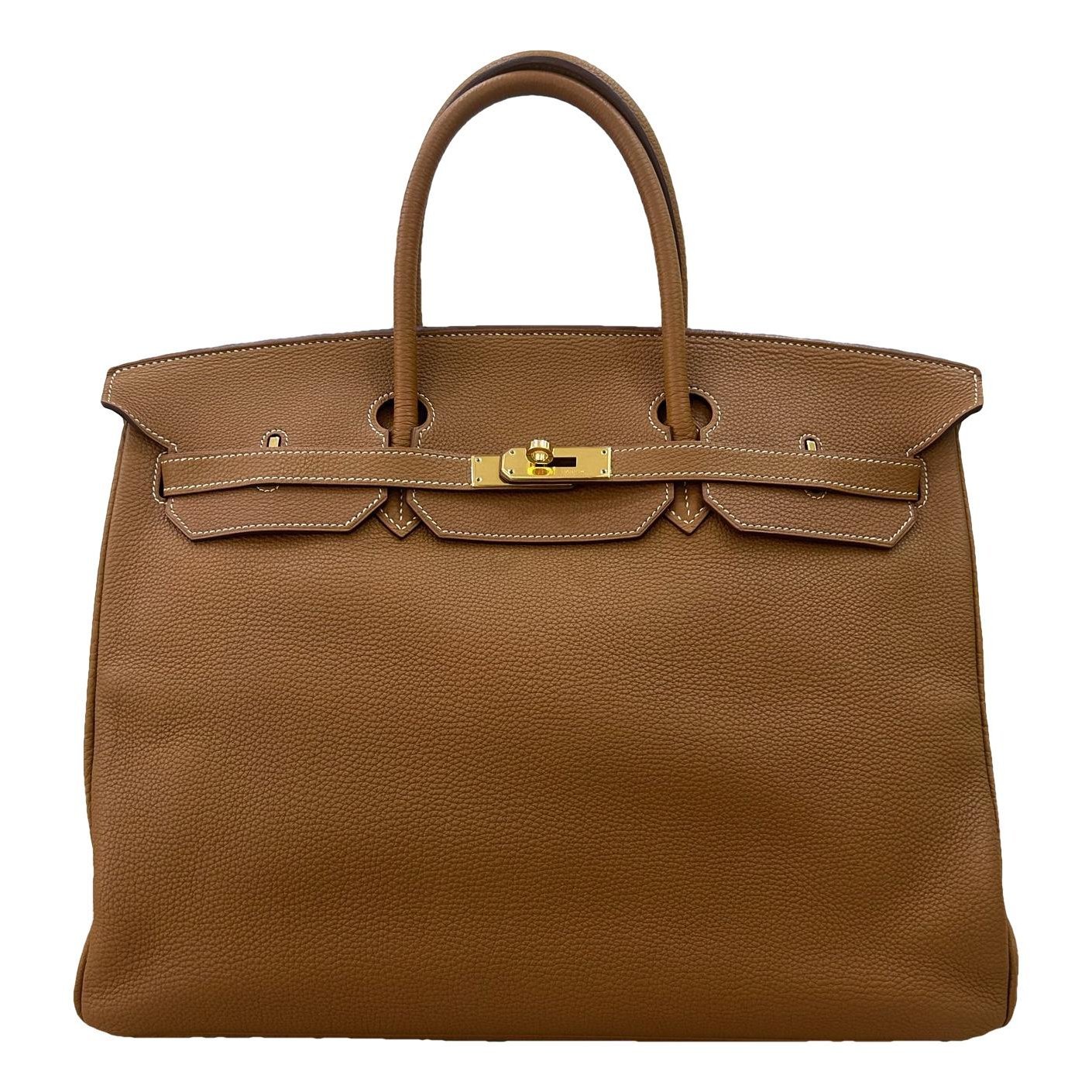 Hermes Birkin 40 Handbag Gold Togo Leather