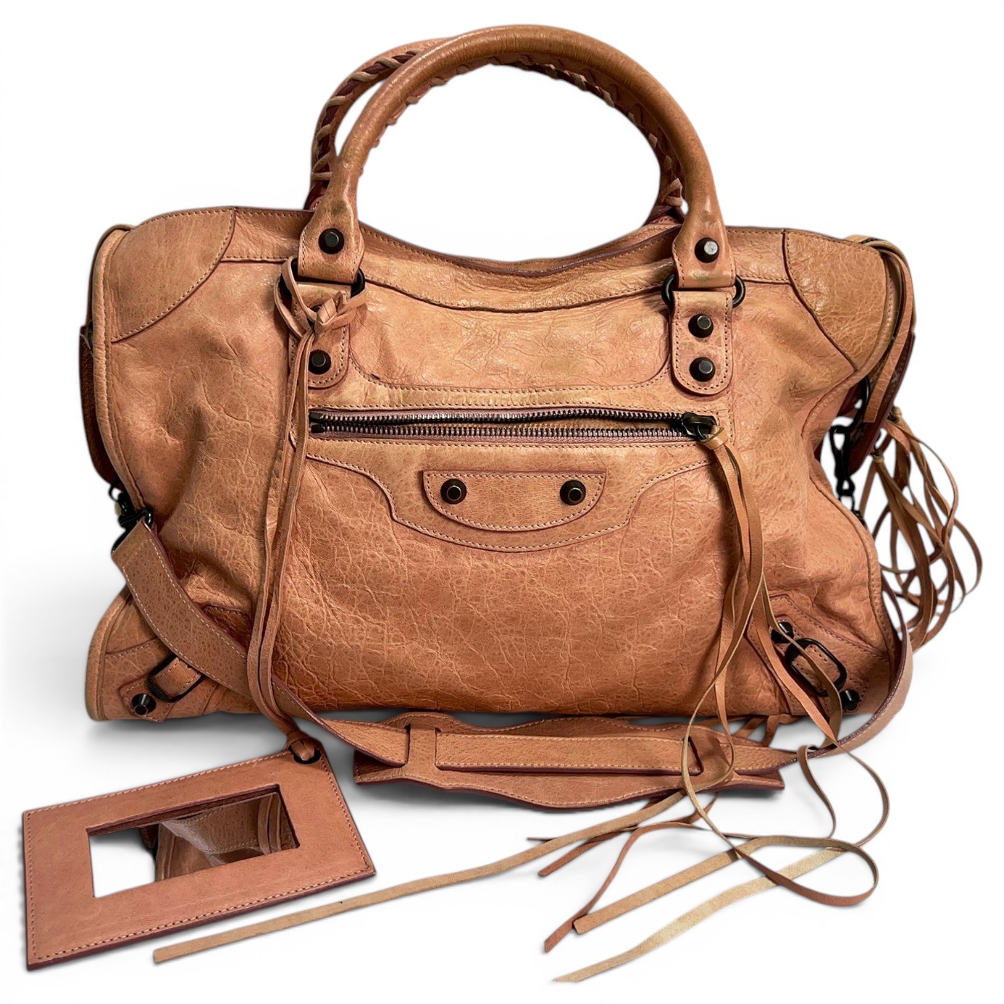 City leather handbag