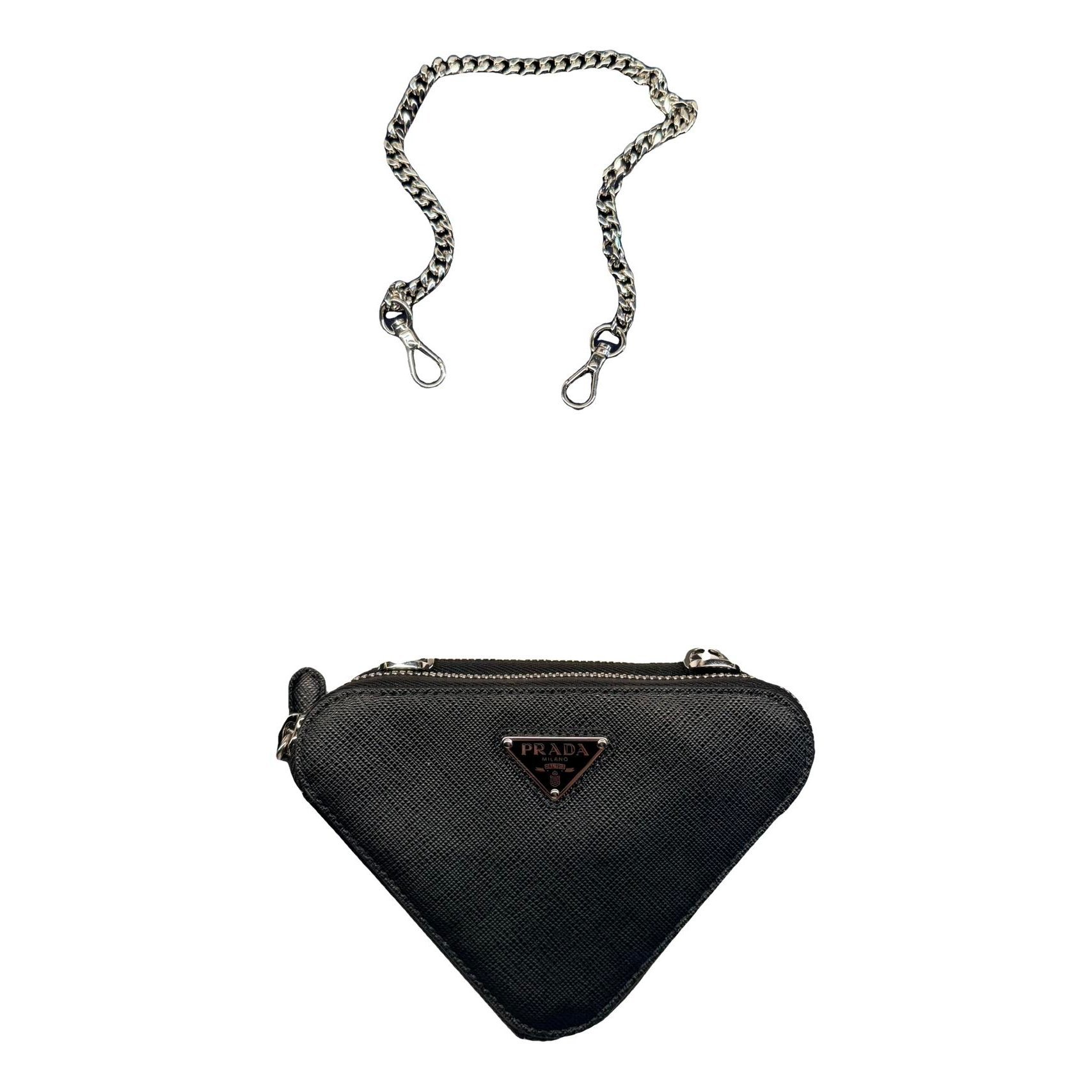 Triangle leather clutch bag