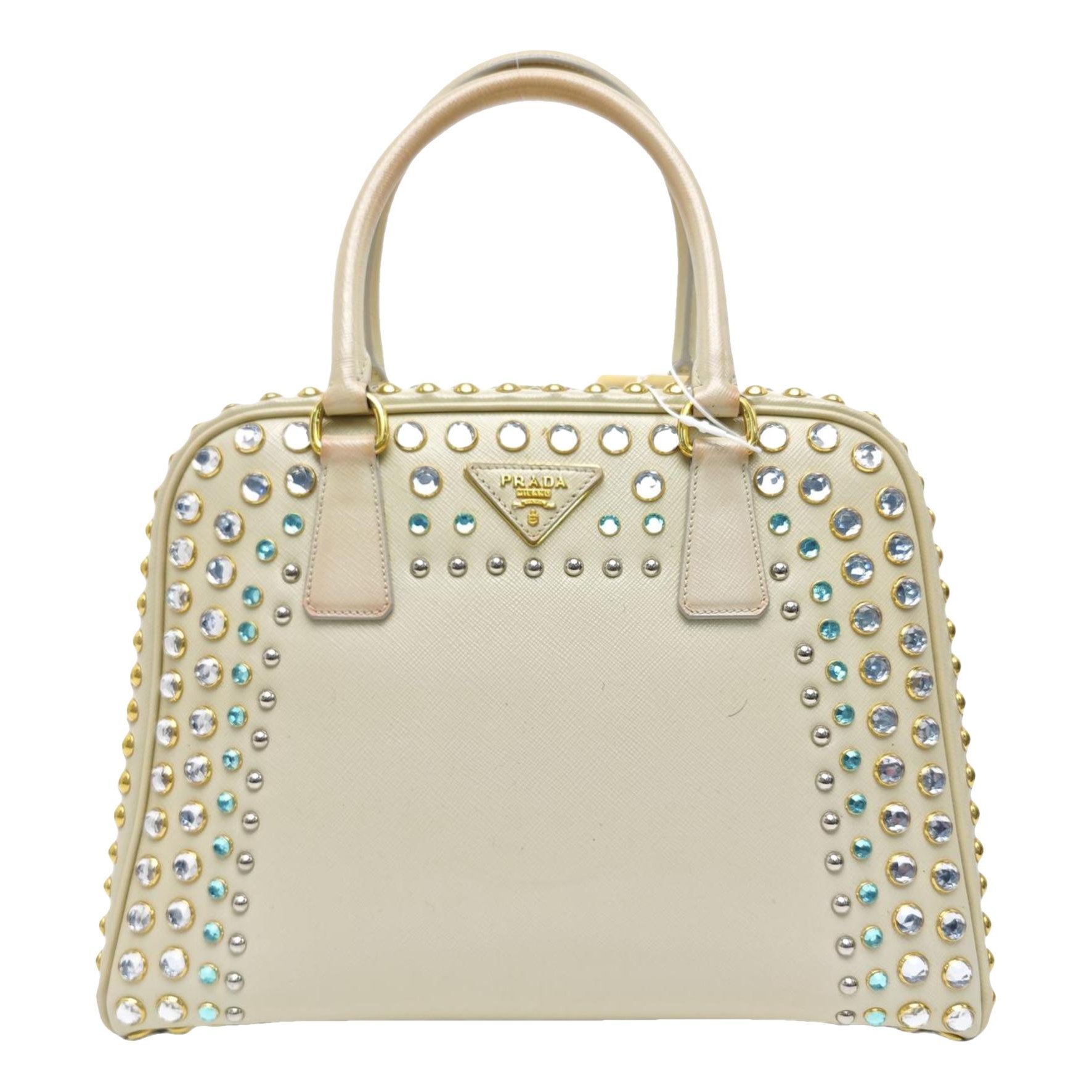Pyramid leather handbag