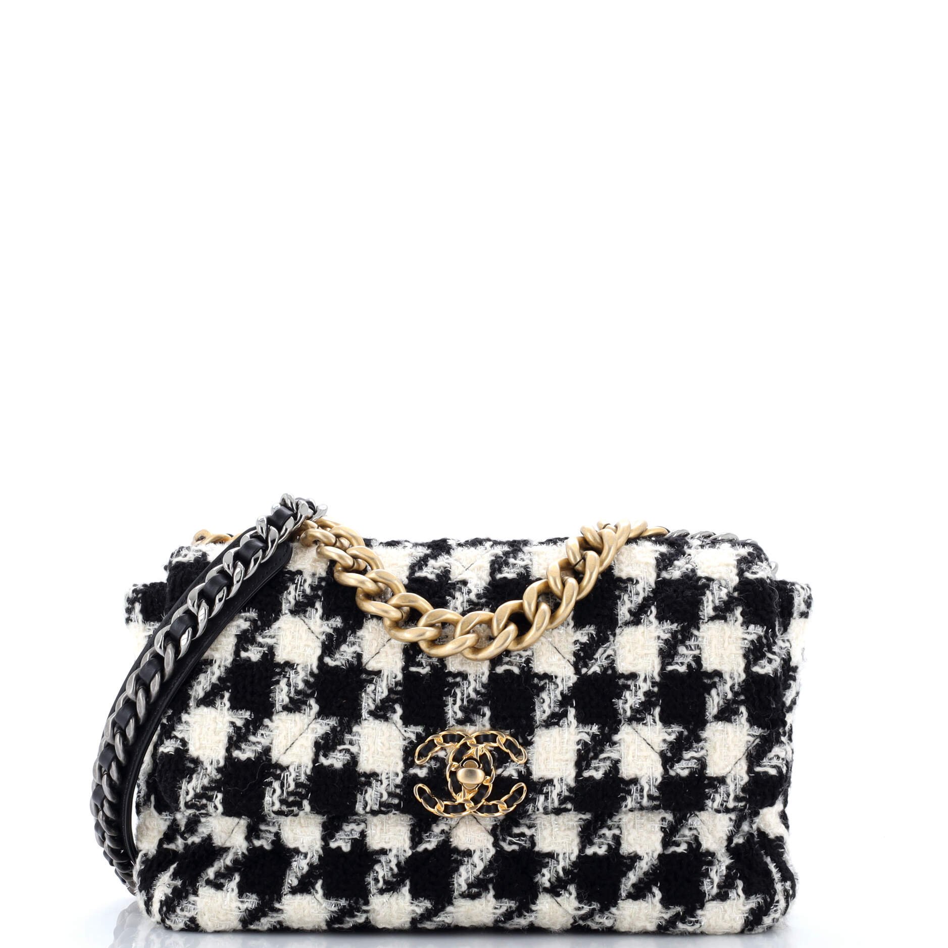 19 Flap Bag Quilted Tweed Large