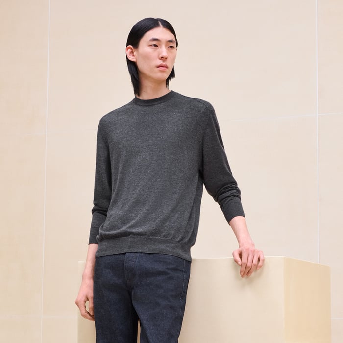 Anthracite "Coutures Inversees" Crewneck Sweater