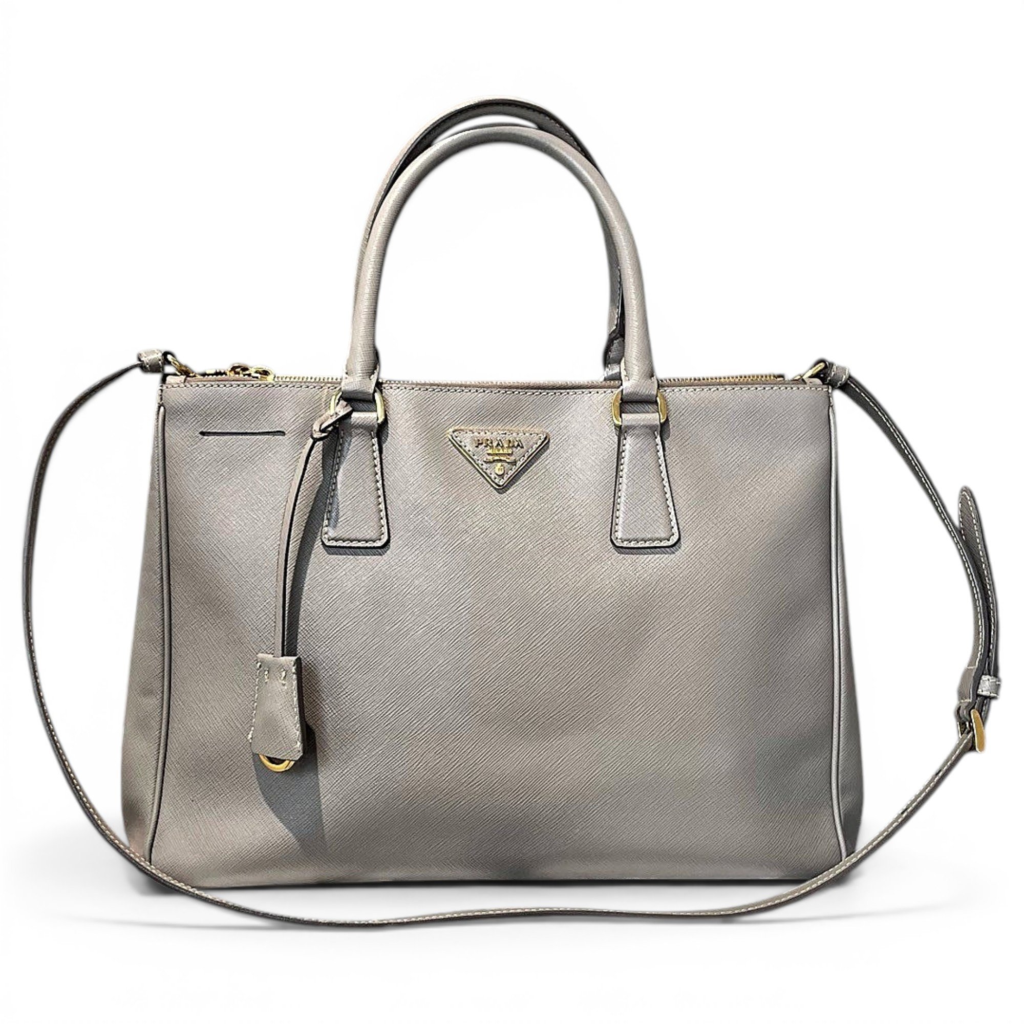 Double leather handbag