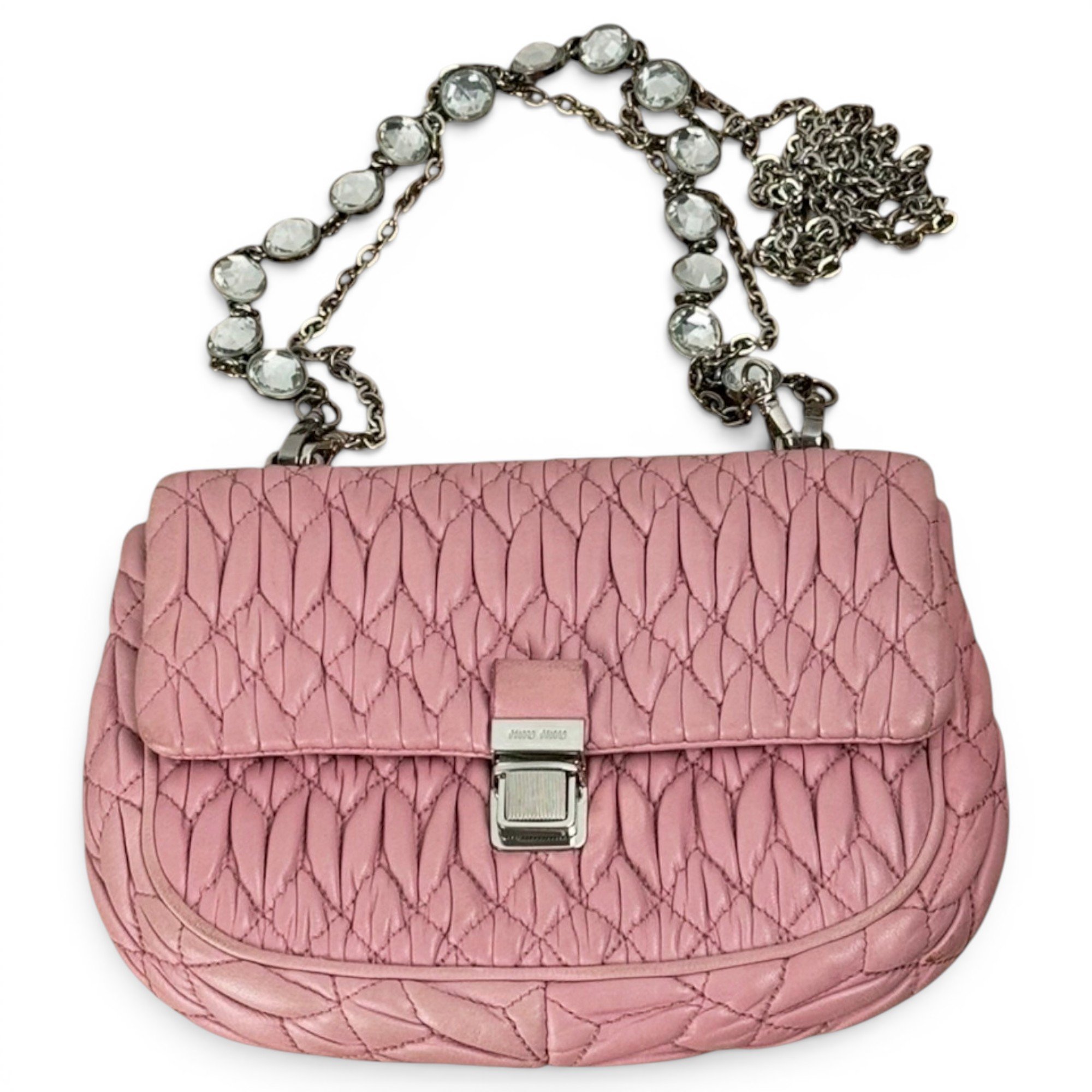 Miu Crystal leather handbag
