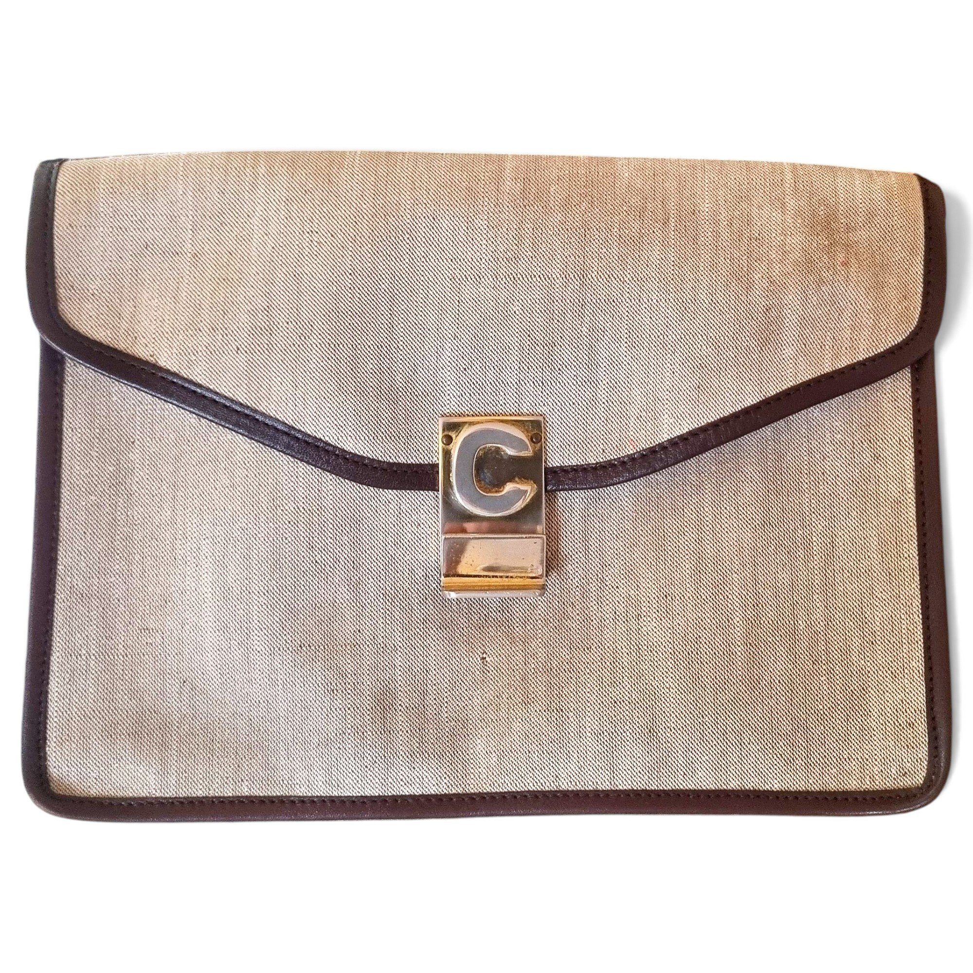 Bridge Lock linen clutch bag