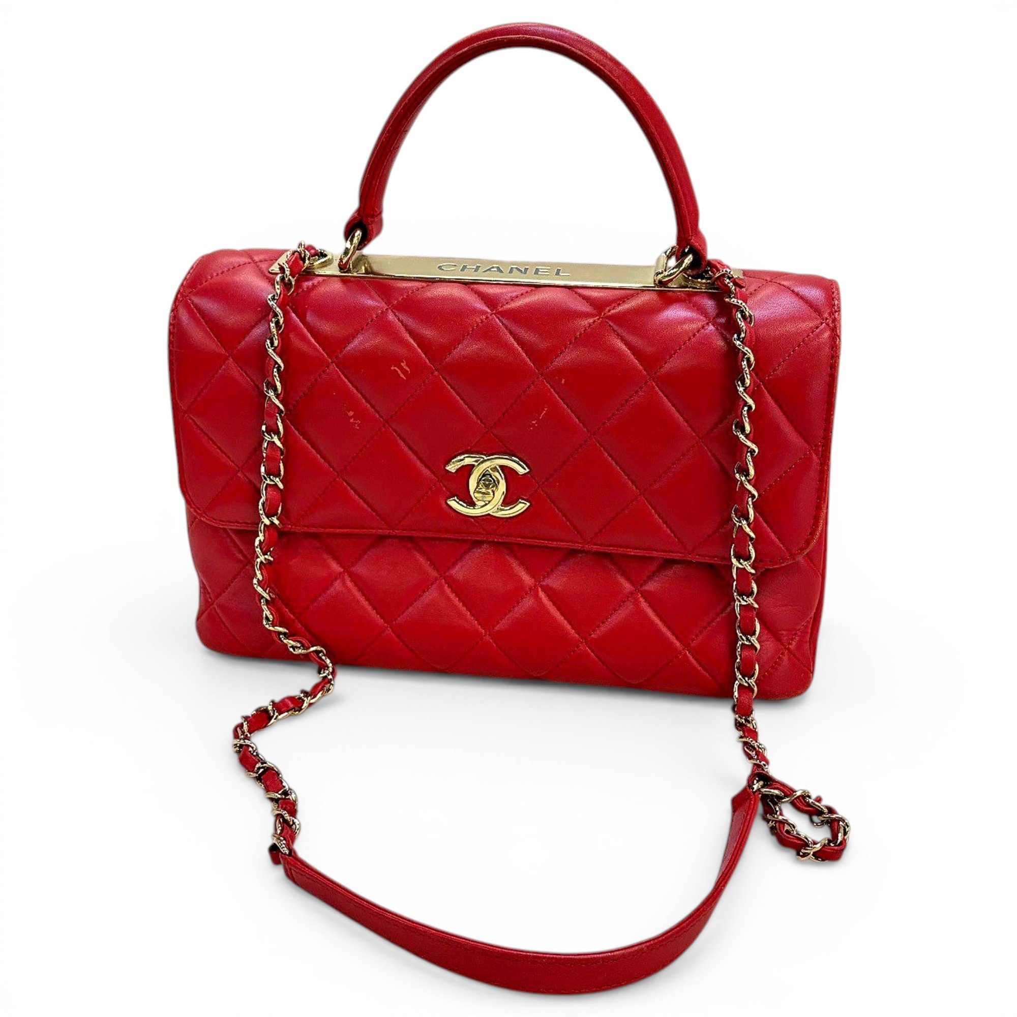 Trendy CC Top Handle leather handbag