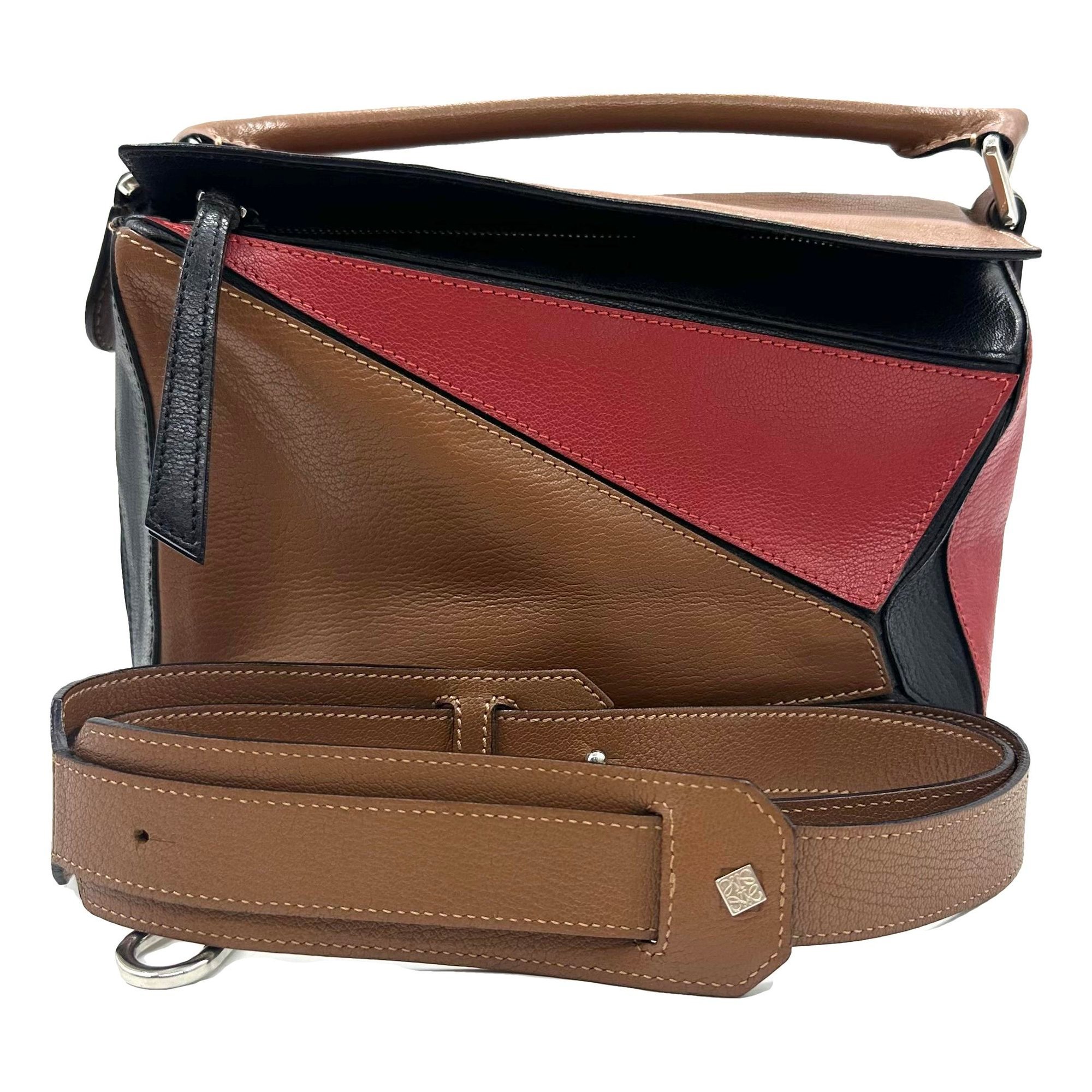 Puzzle leather handbag