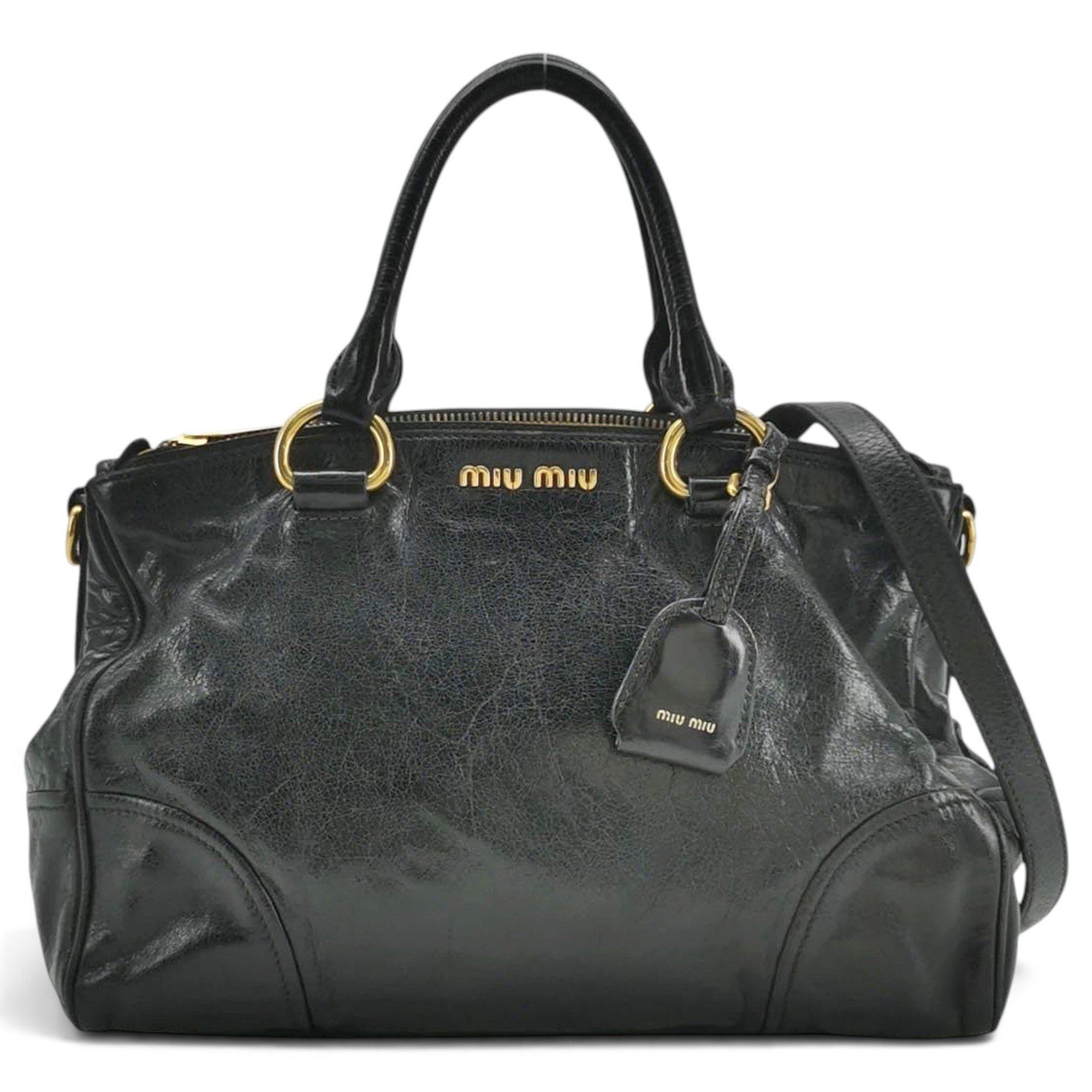 Miu Logo leather handbag