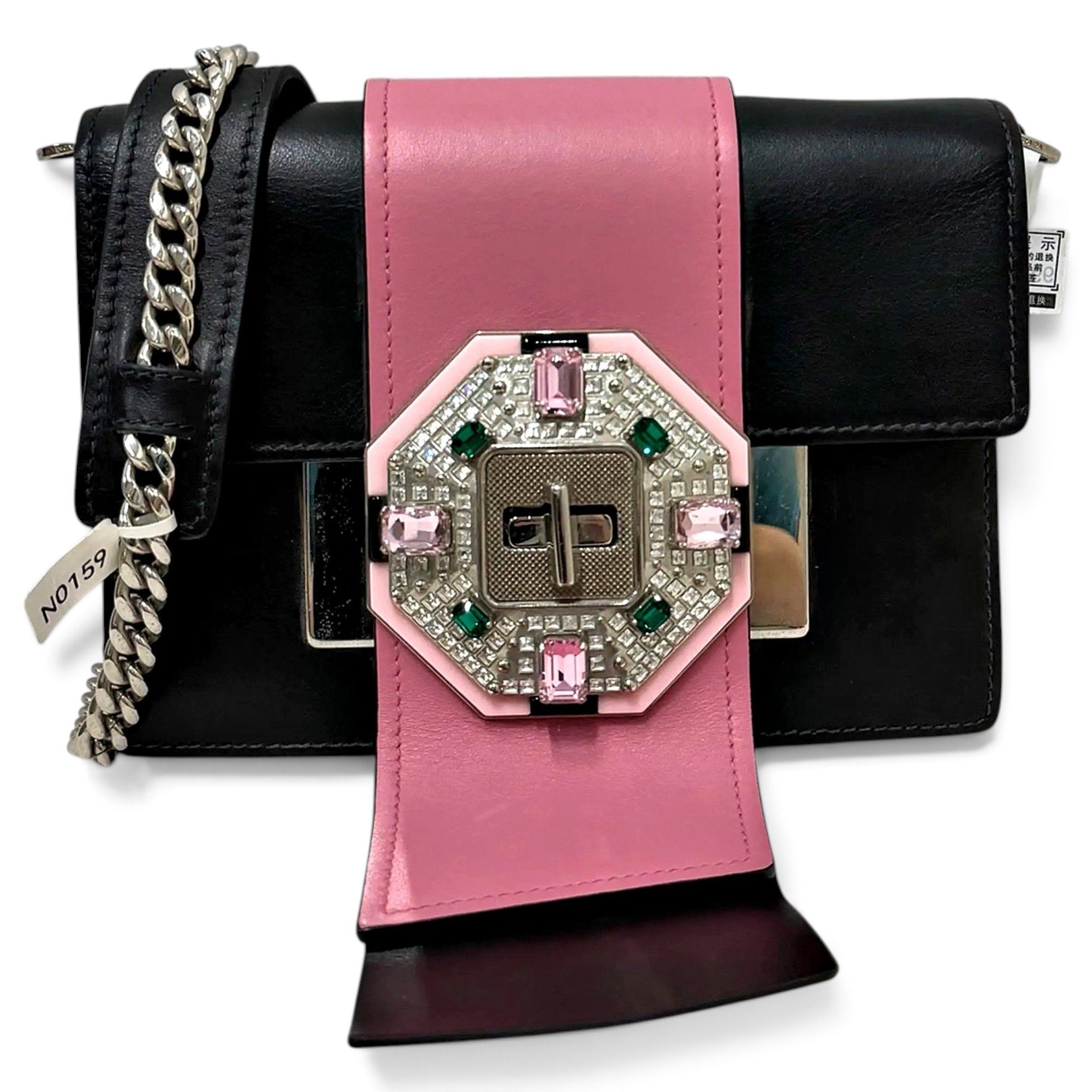 Ribbon leather crossbody bag