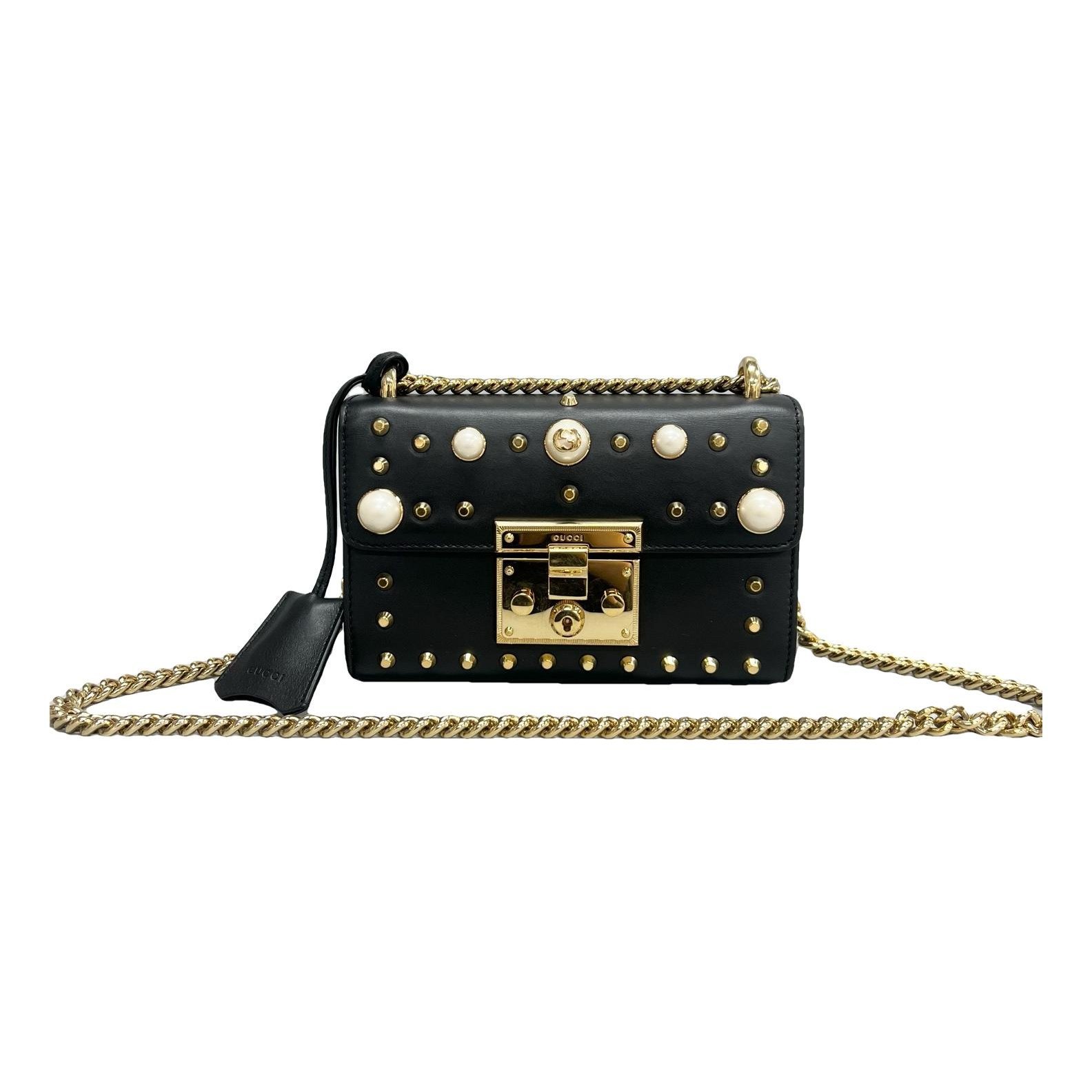 Padlock leather handbag