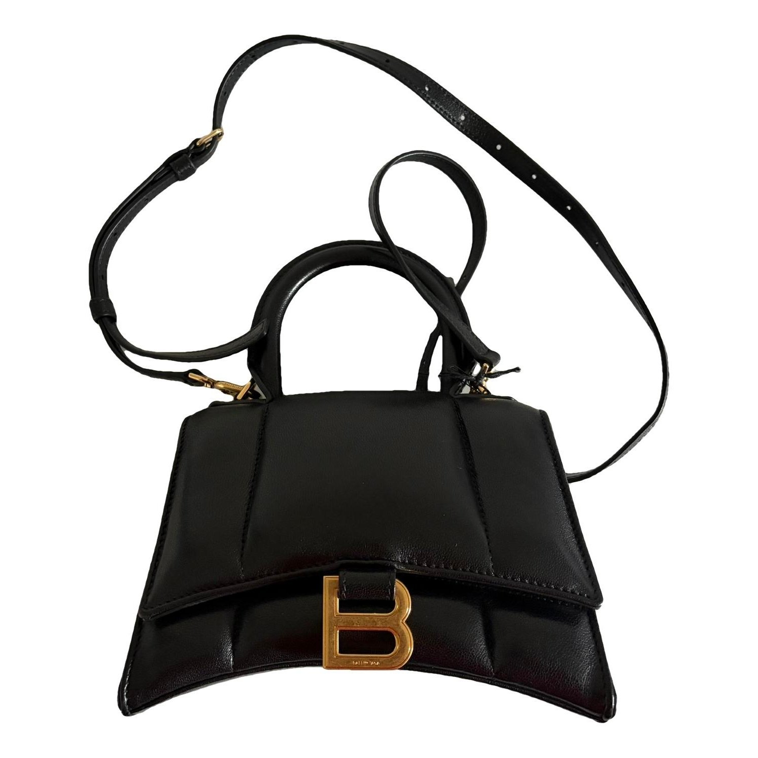 Hourglass leather handbag