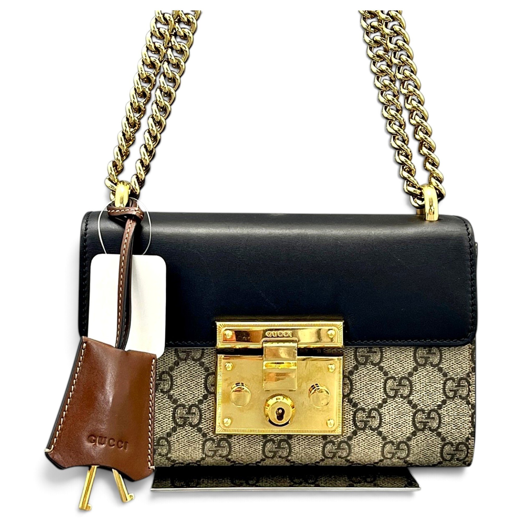 Padlock leather handbag
