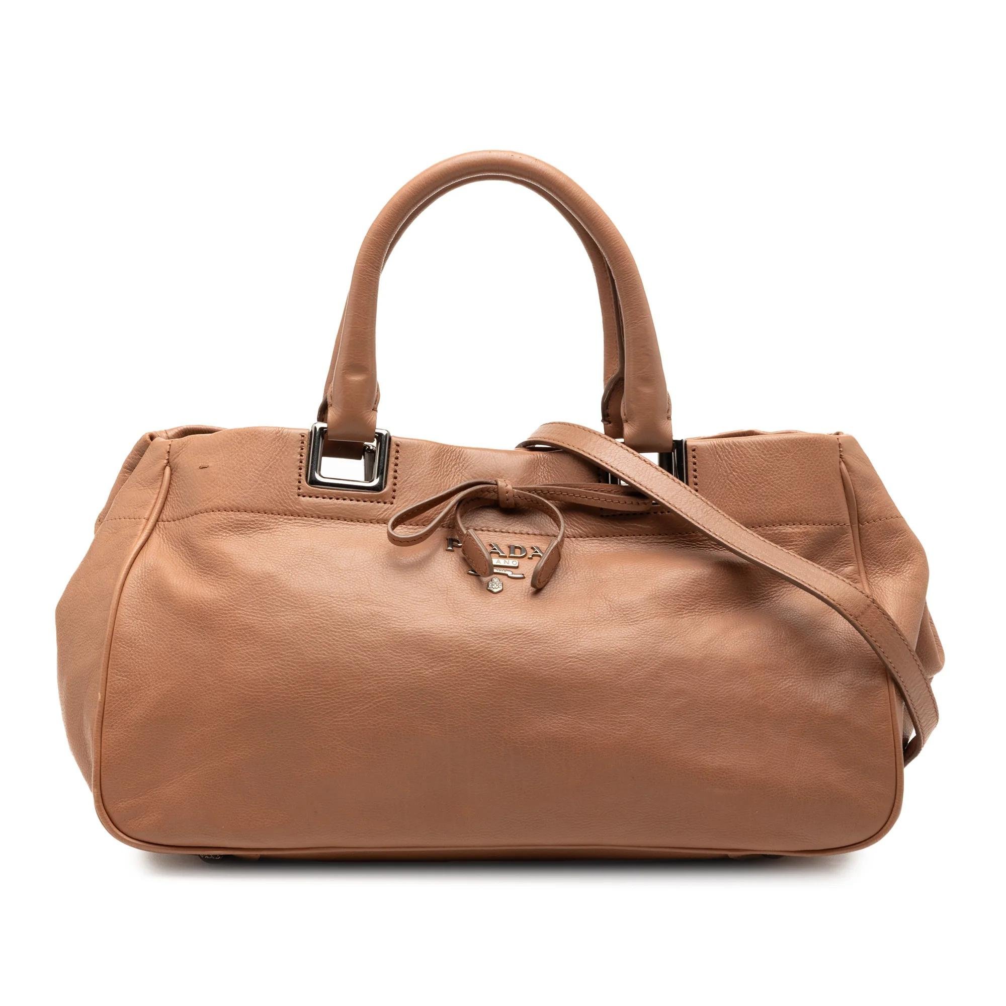 Ribbon leather satchel