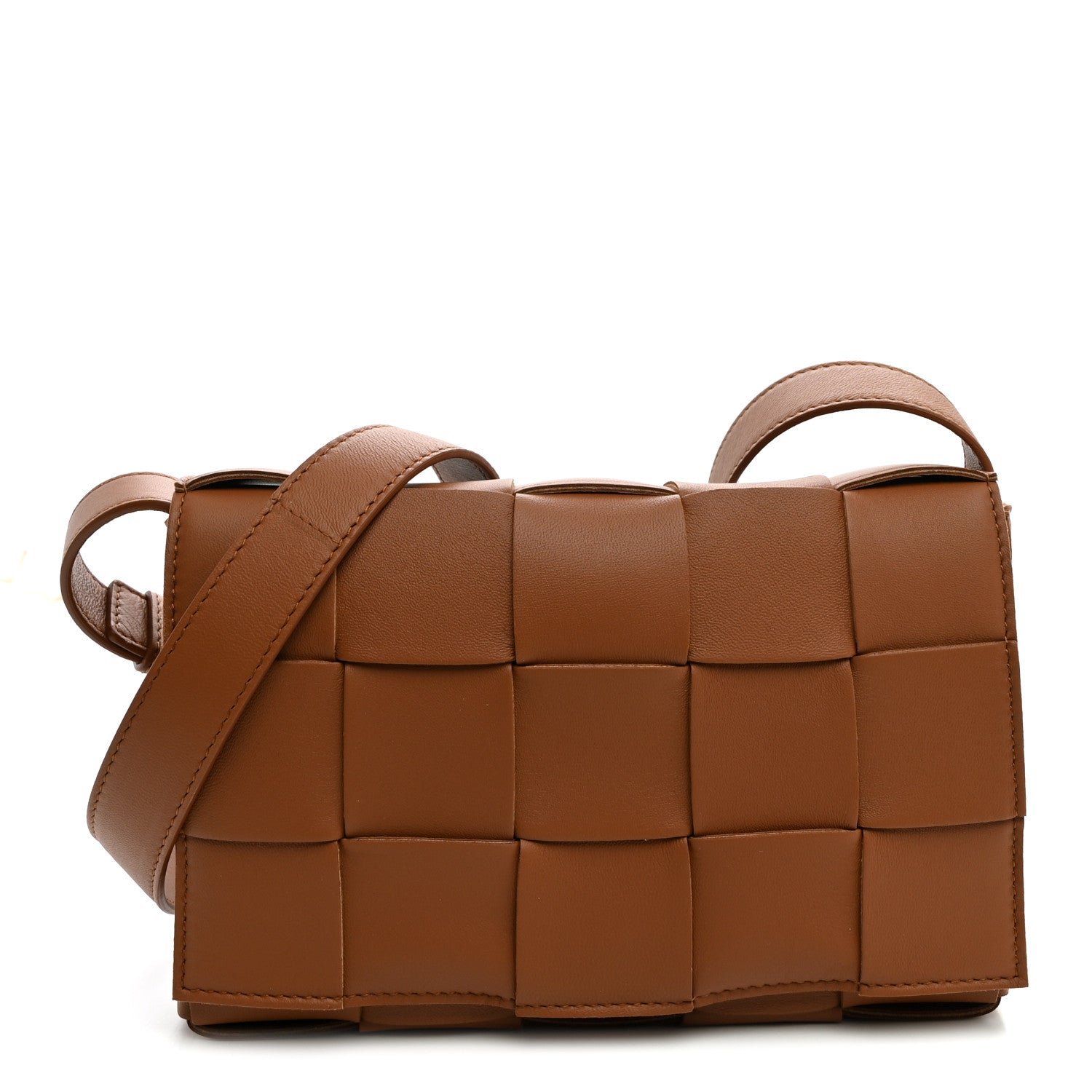 Bottega Veneta Bottega Veneta Lambskin Maxi Intrecciato Cassette Crossbody Bag Caramel