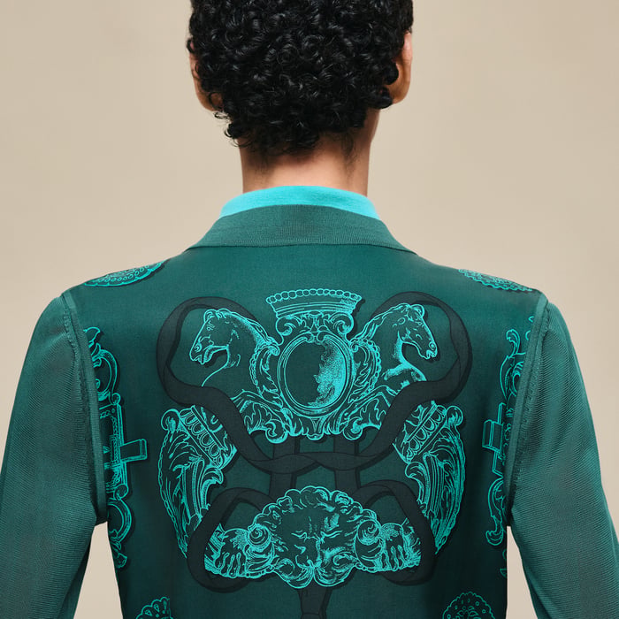Vert Pin "Ferronnerie Remix" Long-sleeve Twillaine Cardigan