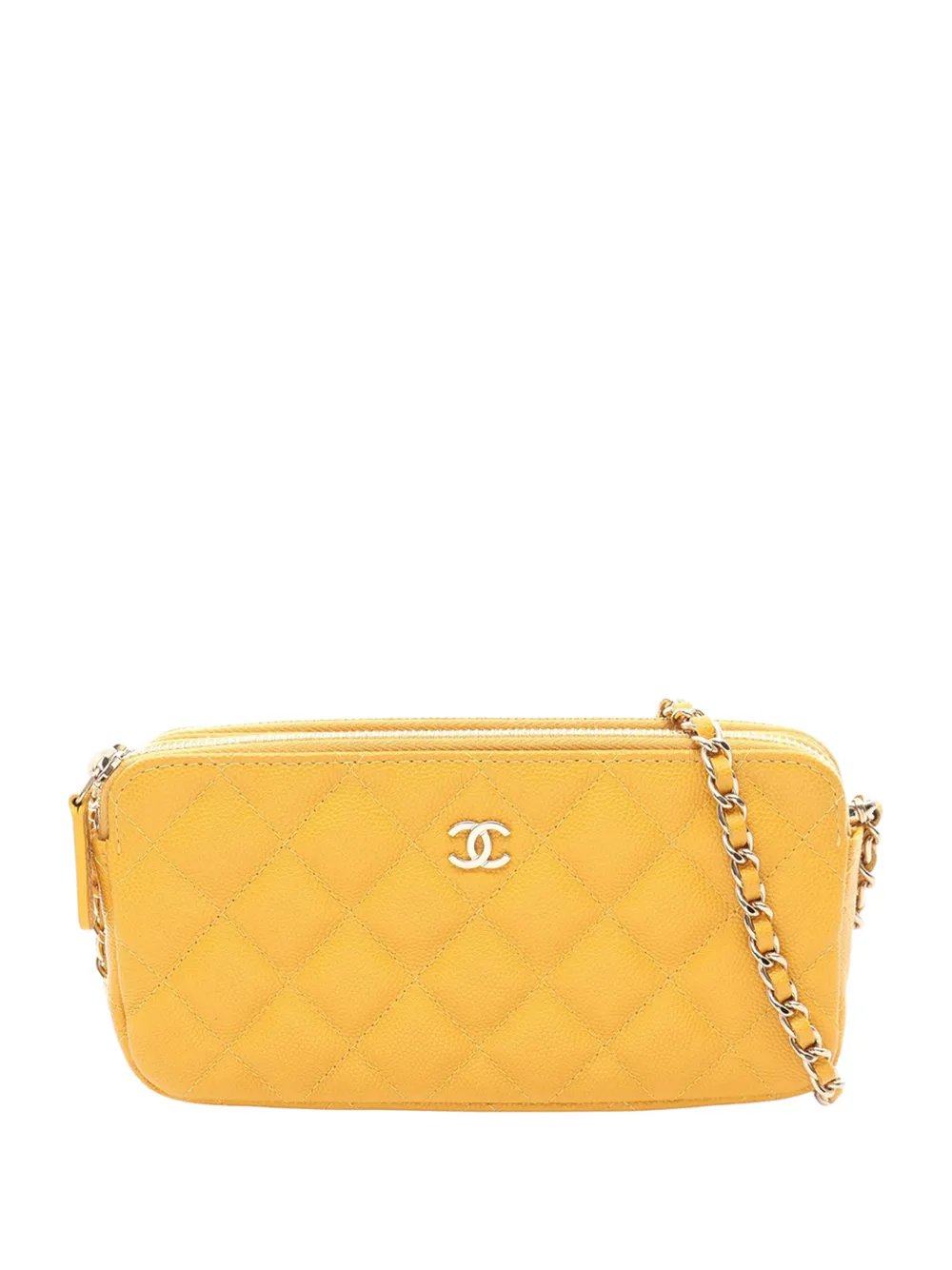2019 CC Quilted Caviar Double Zip Clutch With Chain crossbody bag