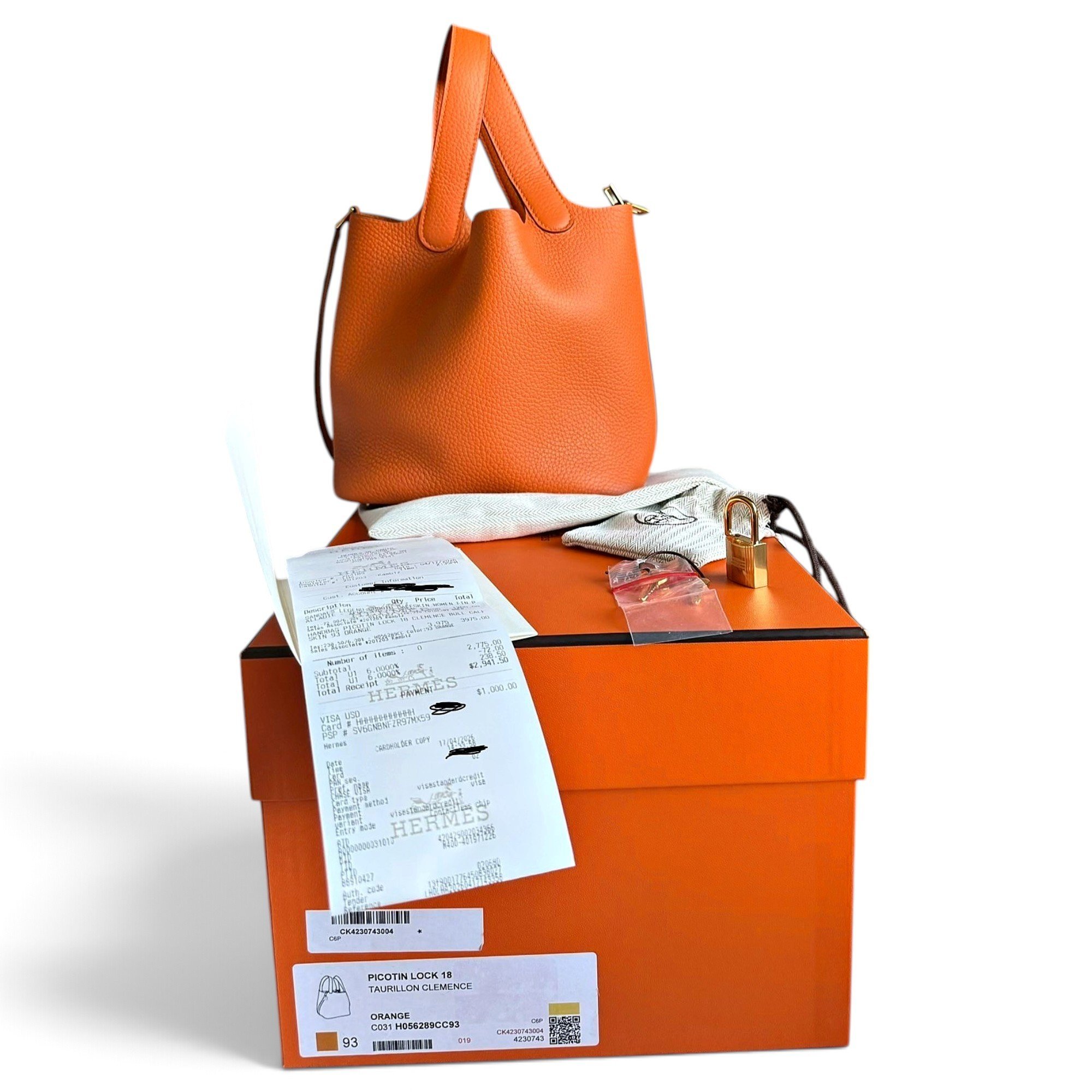 Hermes Picotin 18 Handbag Orange Clemence Leather 2026