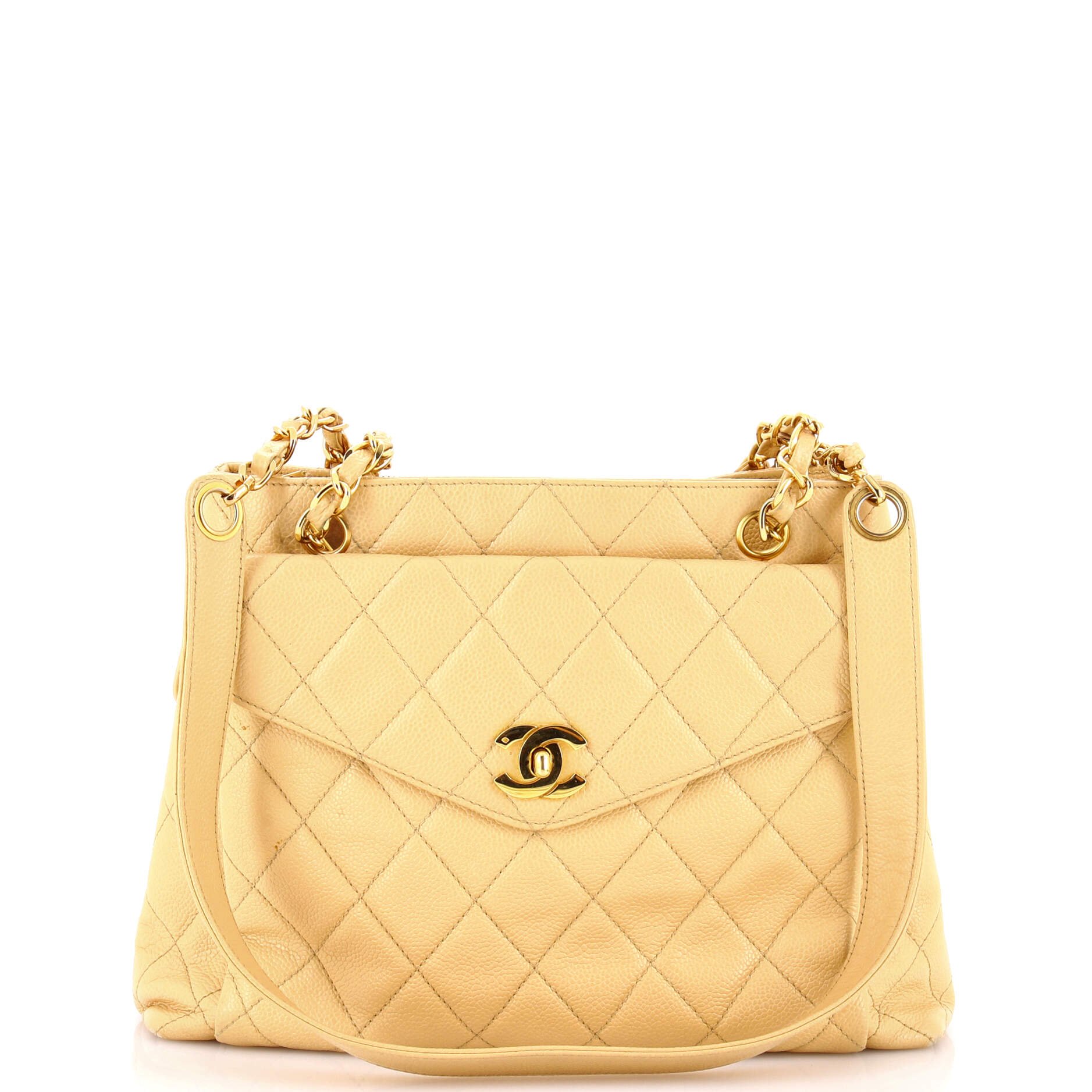 Vintage Front Pocket Shoulder Bag Quilted Caviar Medium