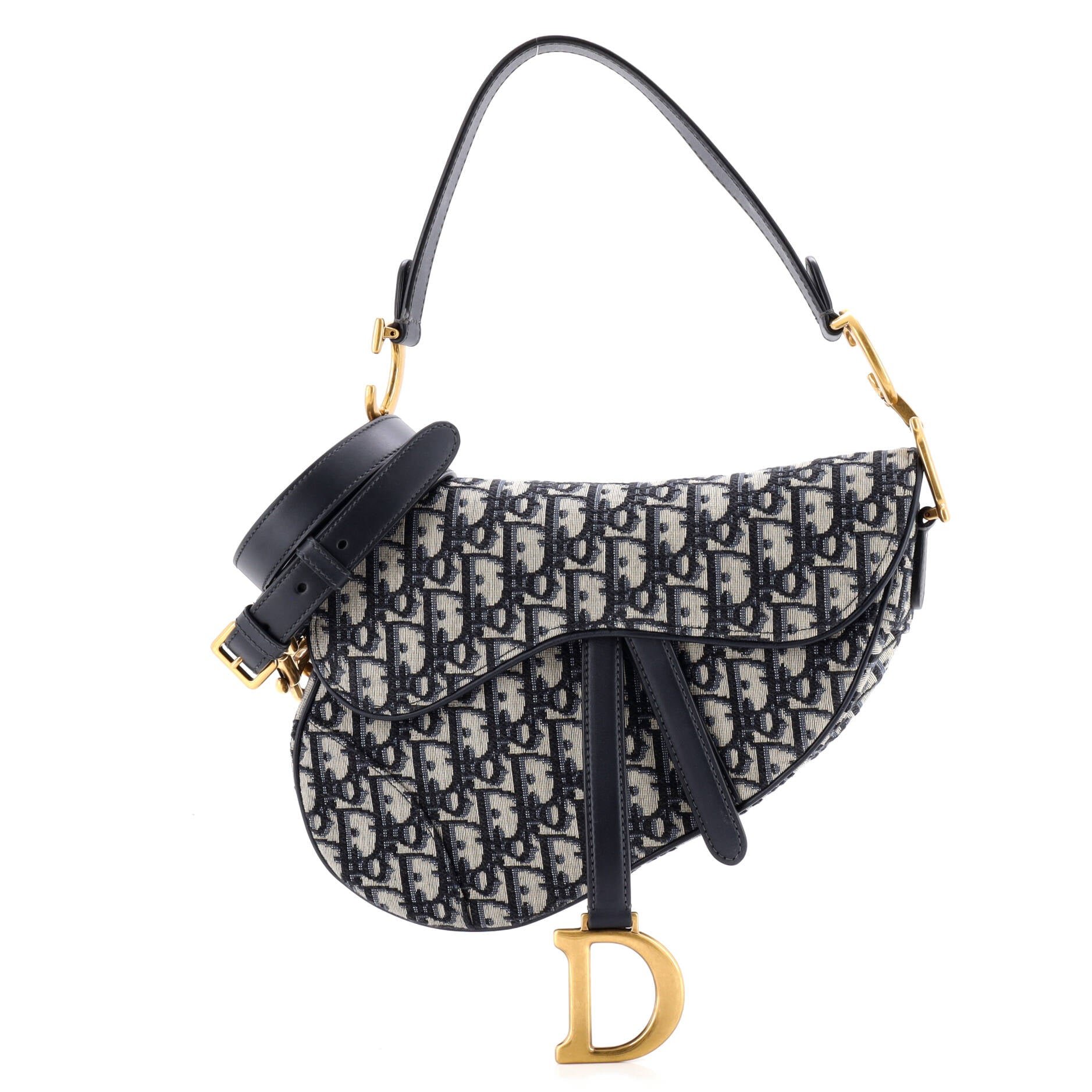 Dior Saddle Handbag with Strap Oblique Canvas Medium