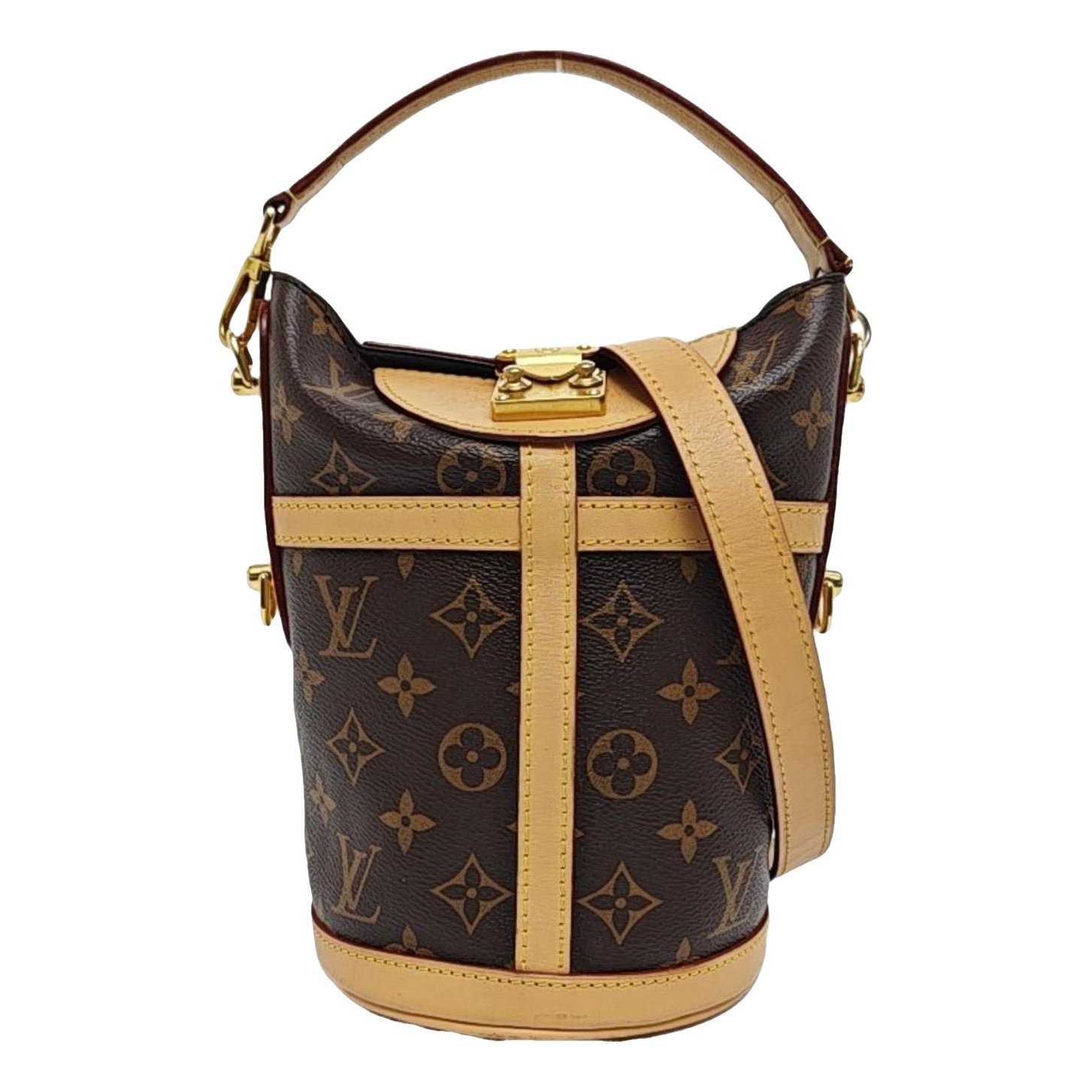 Duffle leather handbag