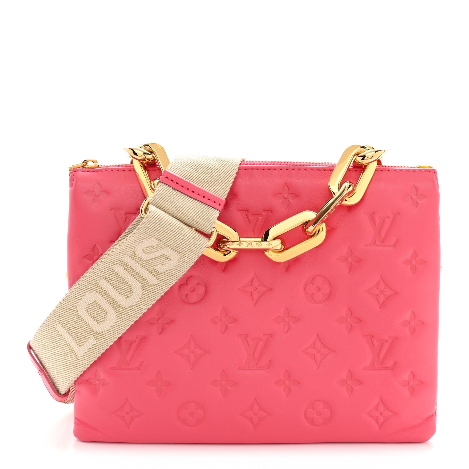 Louis Vuitton Lambskin Embossed Monogram Coussin PM Pink