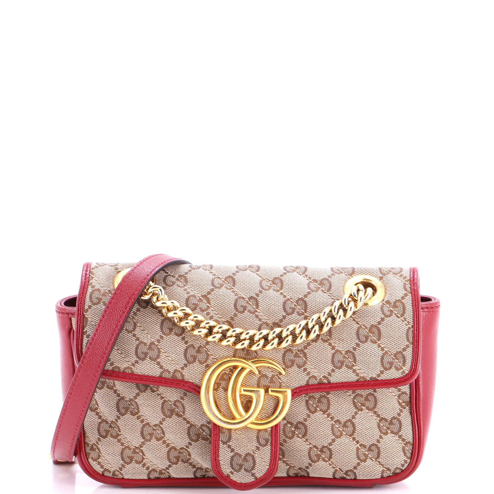 GG Marmont Flap Bag Diagonal Quilted GG Canvas with Leather Mini